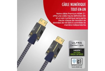 Câble HDMI MONSTERCABLE M3000 UHD 8K DOLBYVISION HDR 48GBPS 1.5M