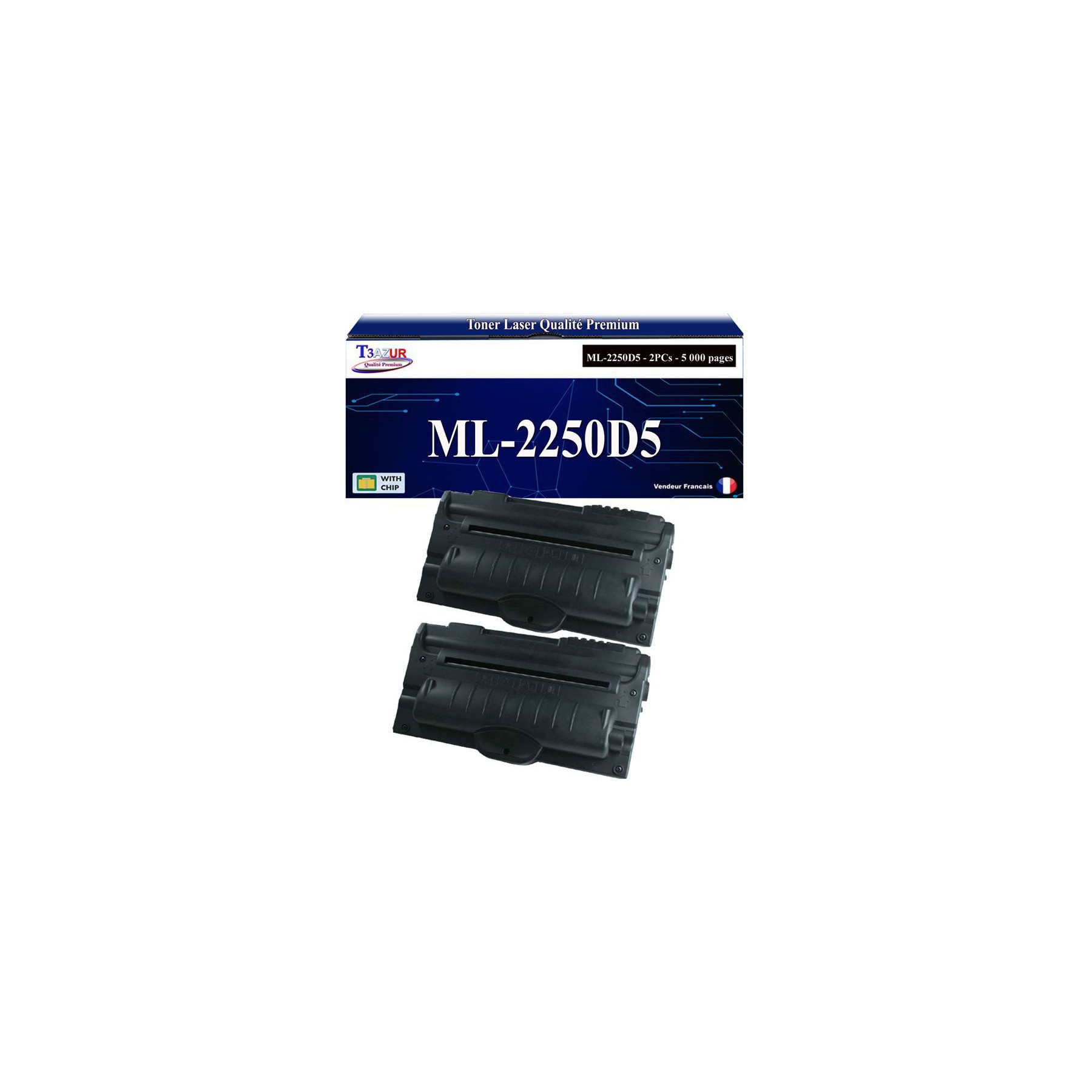 Toner T3AZUR pour Samsung ML-2251NP, ML2250D5 (x2)