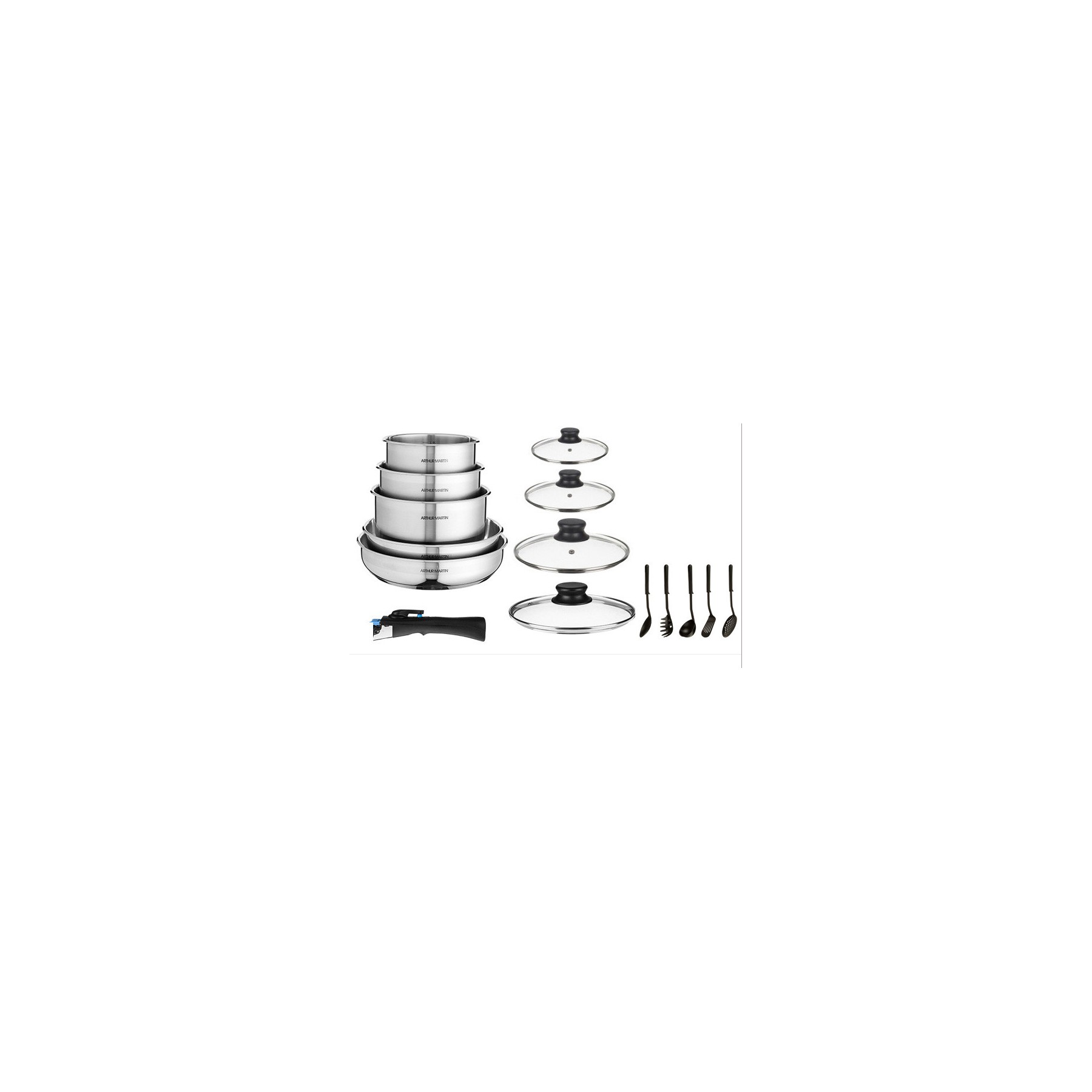 Batterie de cuisine ARTHUR MARTIN 15 pièces inox - 5535