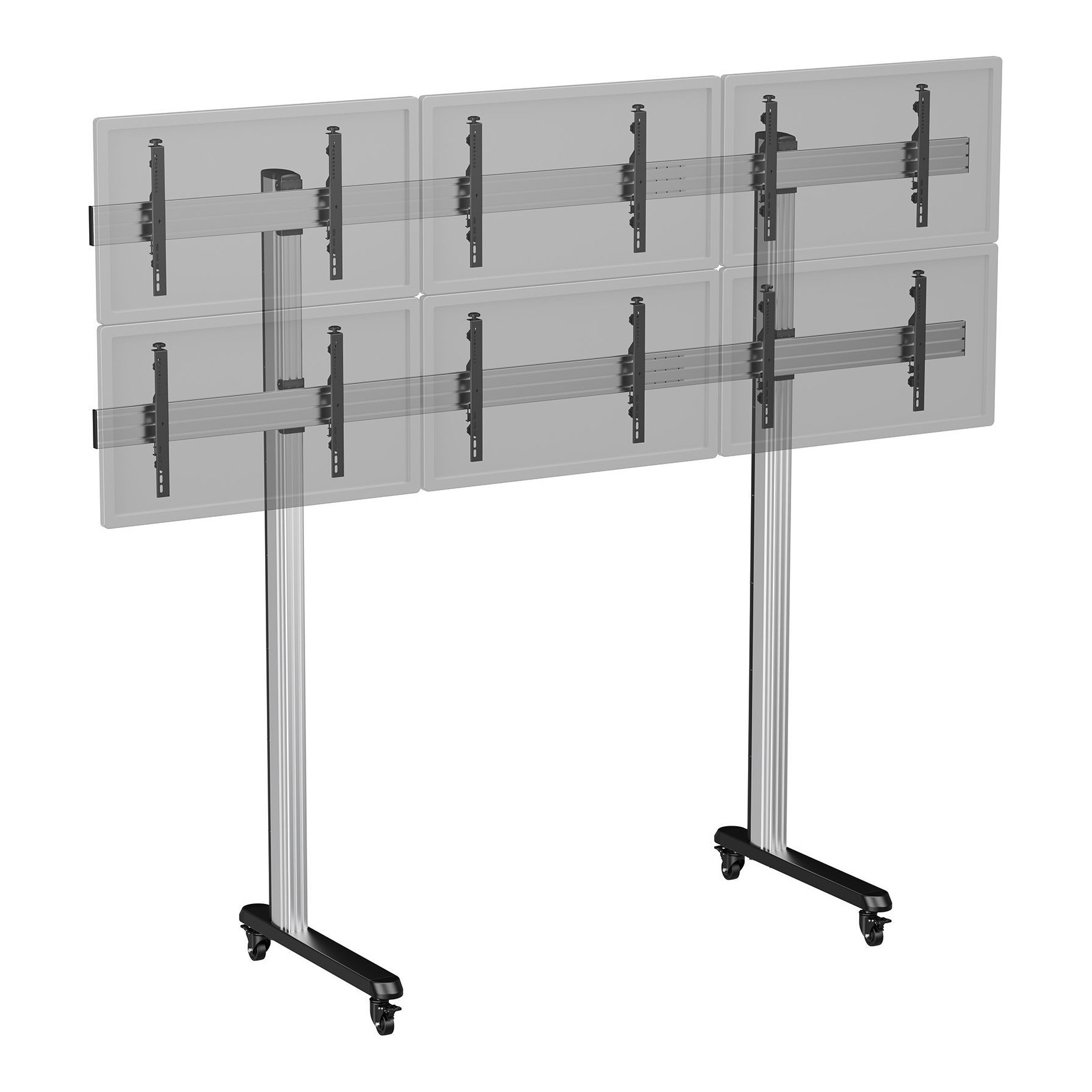 Pied TV KIMEX sol 6 TV 50''-55''- H. 240 cm- Roulettes