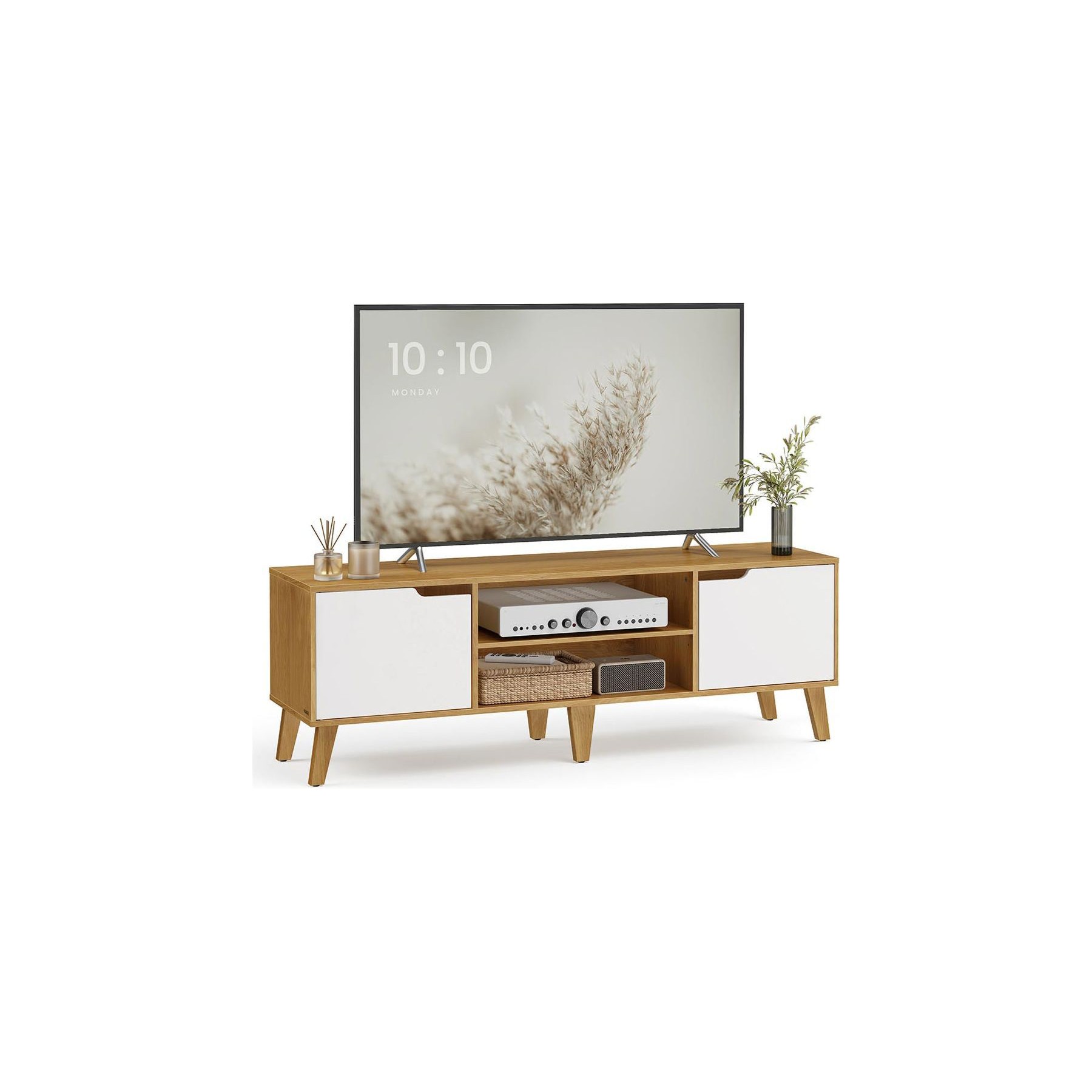 Meuble TV HELLOSHOP26 Meuble TV support télé avec étagère régl