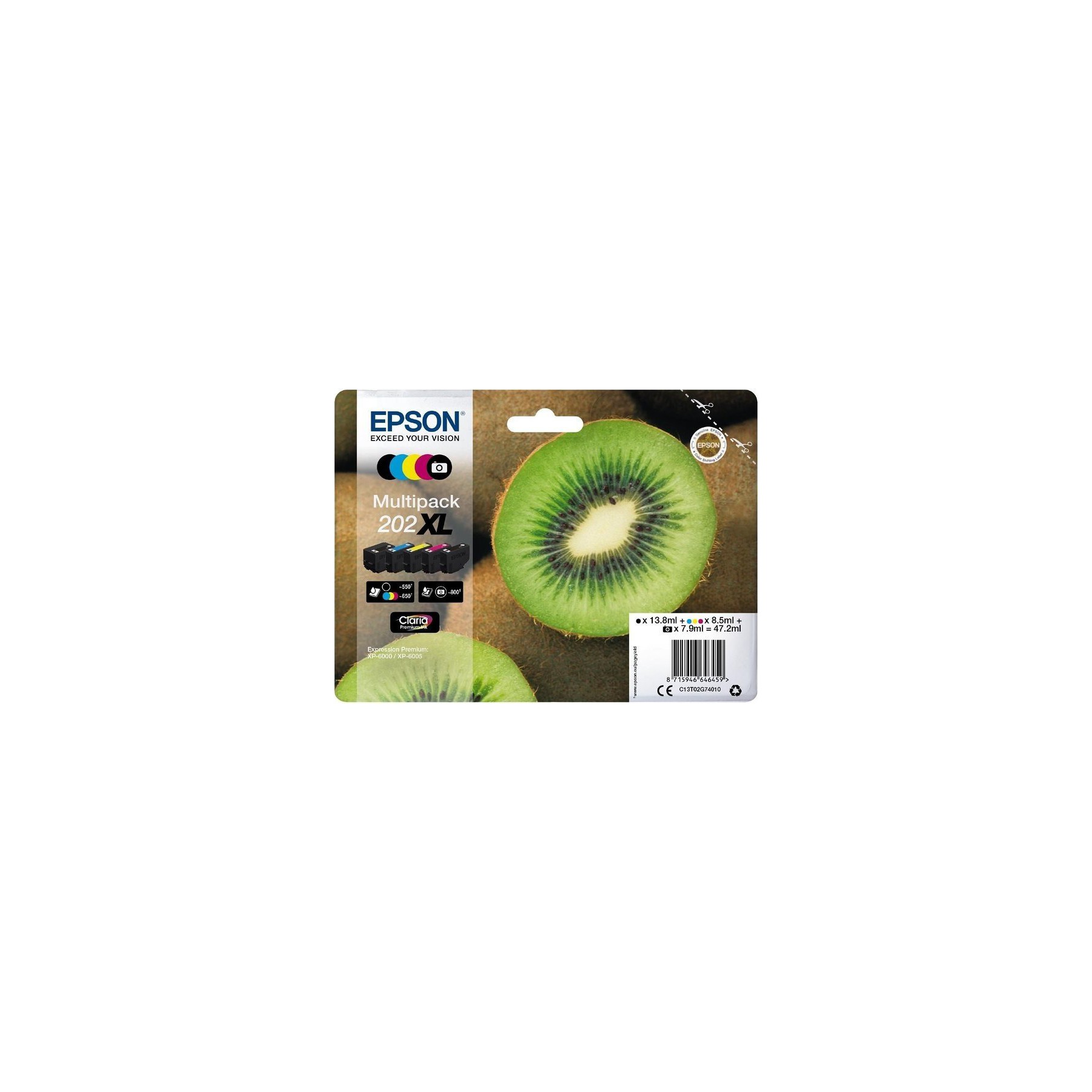 Cartouche d'encre EPSON Pack Multipack 5 Originales 202 XL (Noir Photo + 4 Couleurs) - C13T02F84010