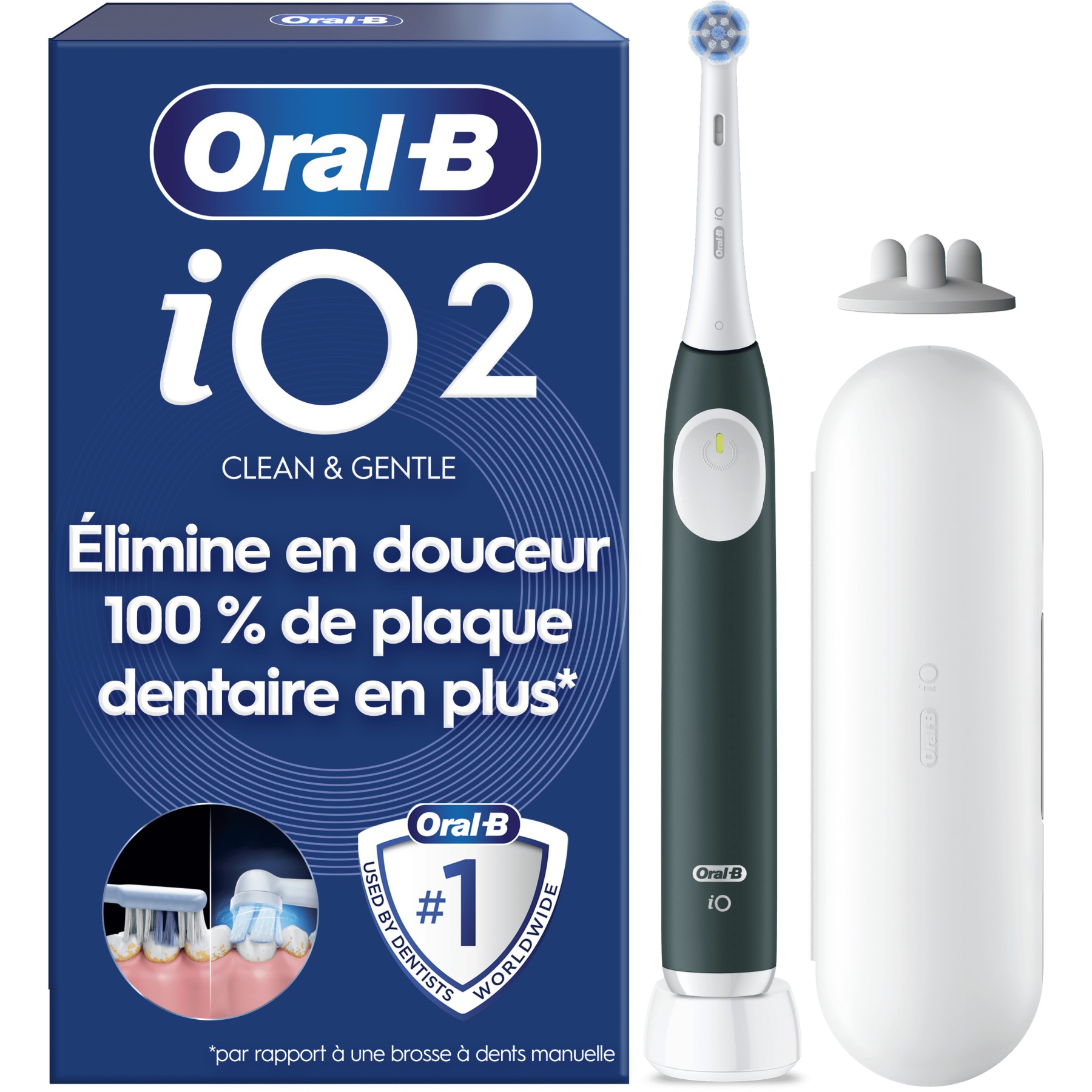 Brosse à dents électrique ORAL-B iO2 Series Vert Fôret + étui de voyage