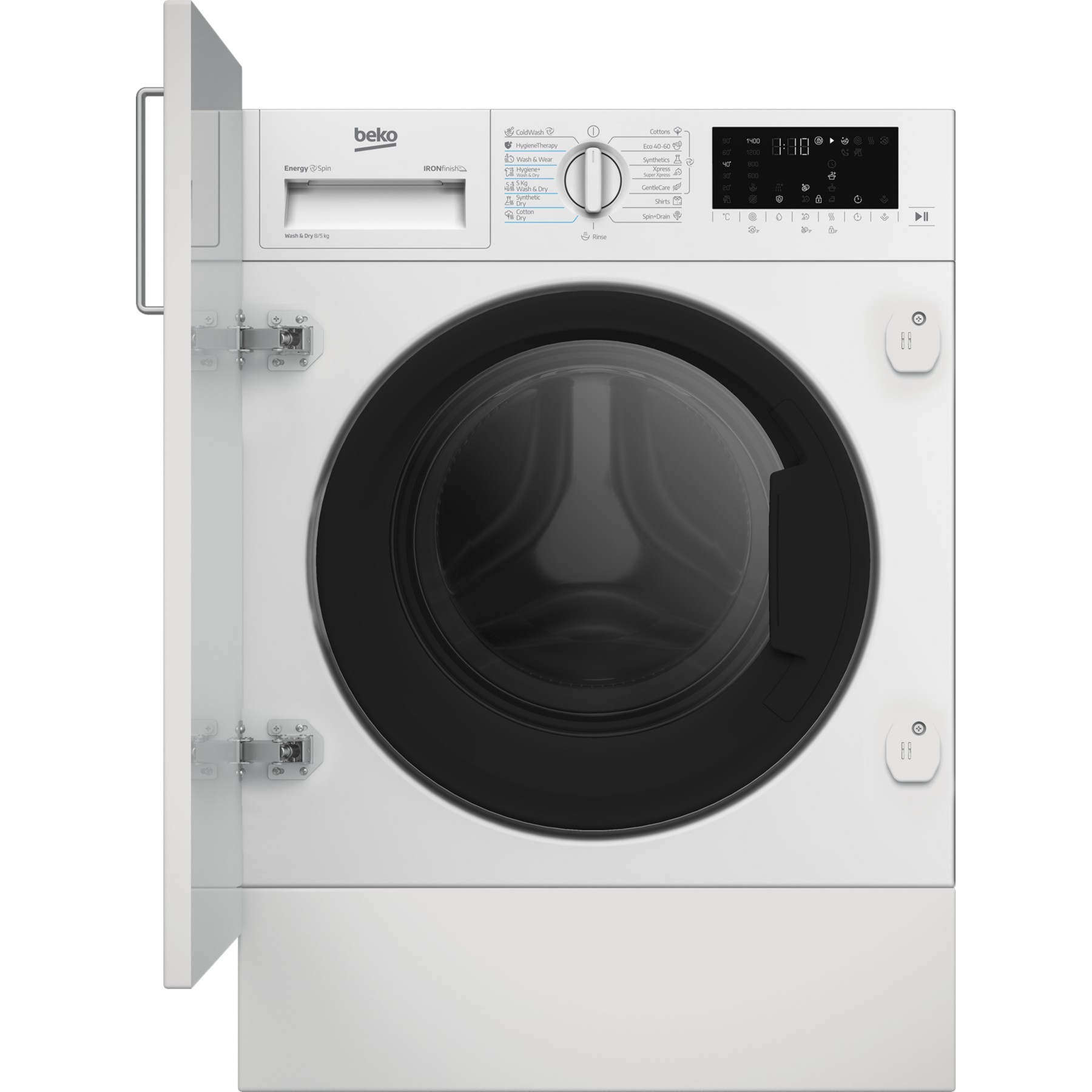 Lave linge séchant hublot encastrable BEKO B5DBT68547W - 8/5 kg - 1400 tr/min - Classe D - Moteur induction