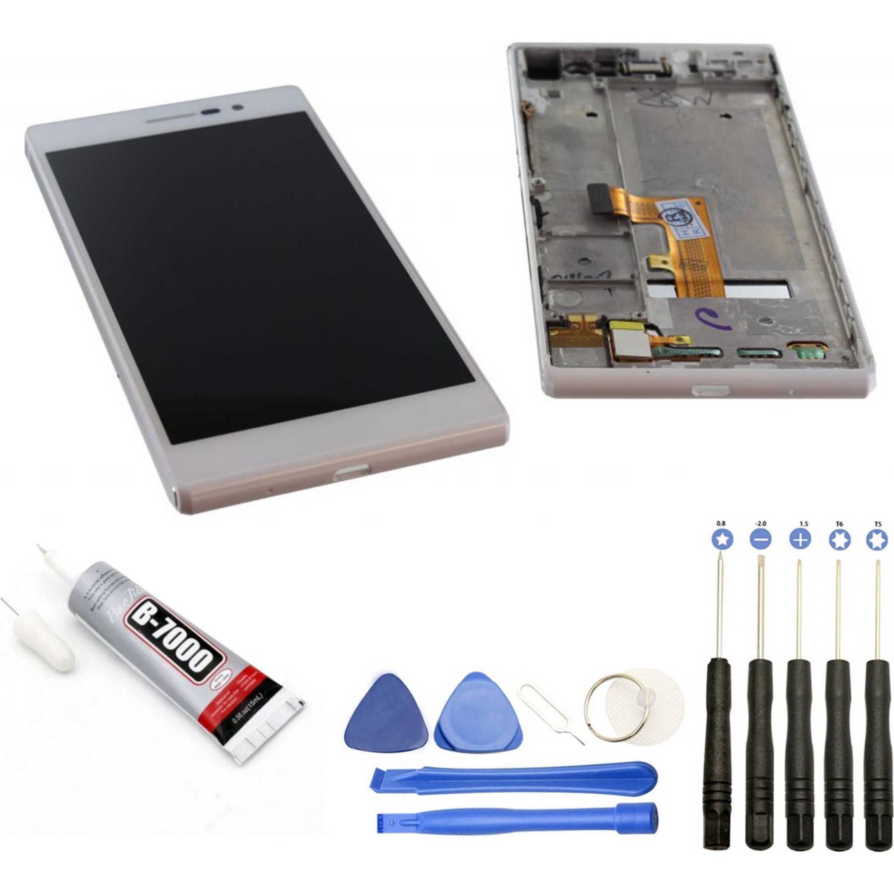 Ecran téléphone VISIODIRECT Vitre + LCD pour Huawei P7 BLANC 5"