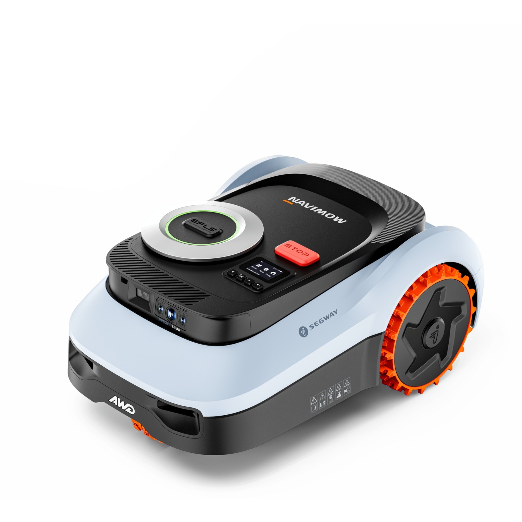 Robot tondeuse NAVIMOW i210 LiDAR Pro - sans fil périphérique ni antenne, 3 roues motrices, Pentes 55%, NRTK, 1000 m²