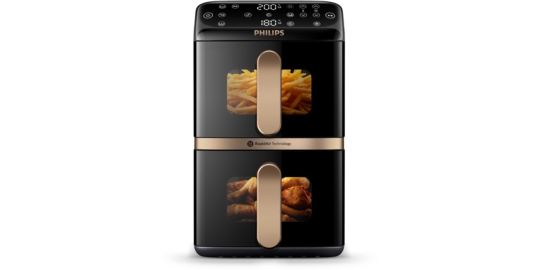 Friteuse sans huile PHILIPS NA462/70 Friteuse sans huile Vertical Duo Noir/Cuivre, Série 4000 10L (5+5L)