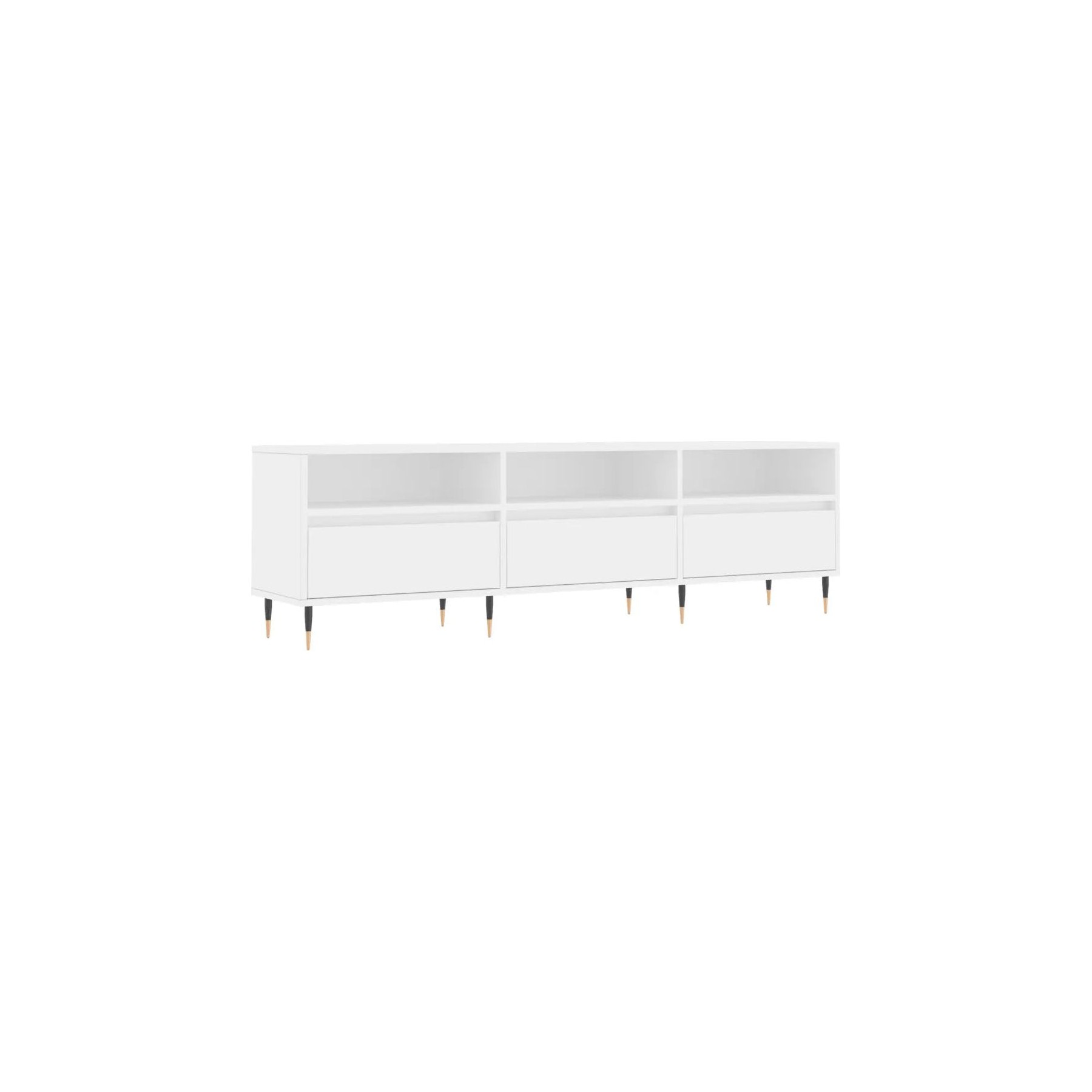 Meuble TV HELLOSHOP26 Meuble TV blanc grand espace de rangemen
