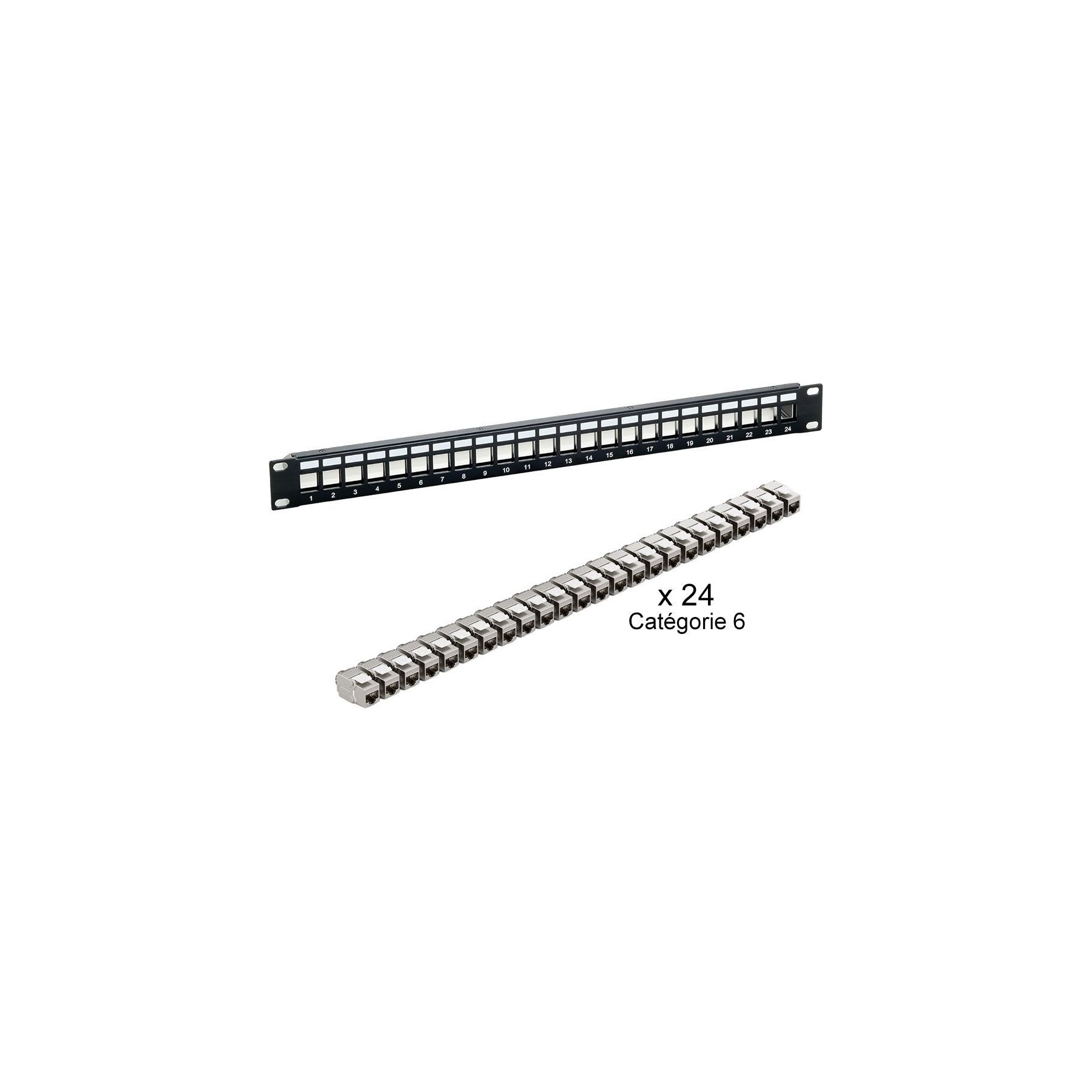 Accessoire rack KOMELEC Panneau de brassage RJ45 24 Ports 1U