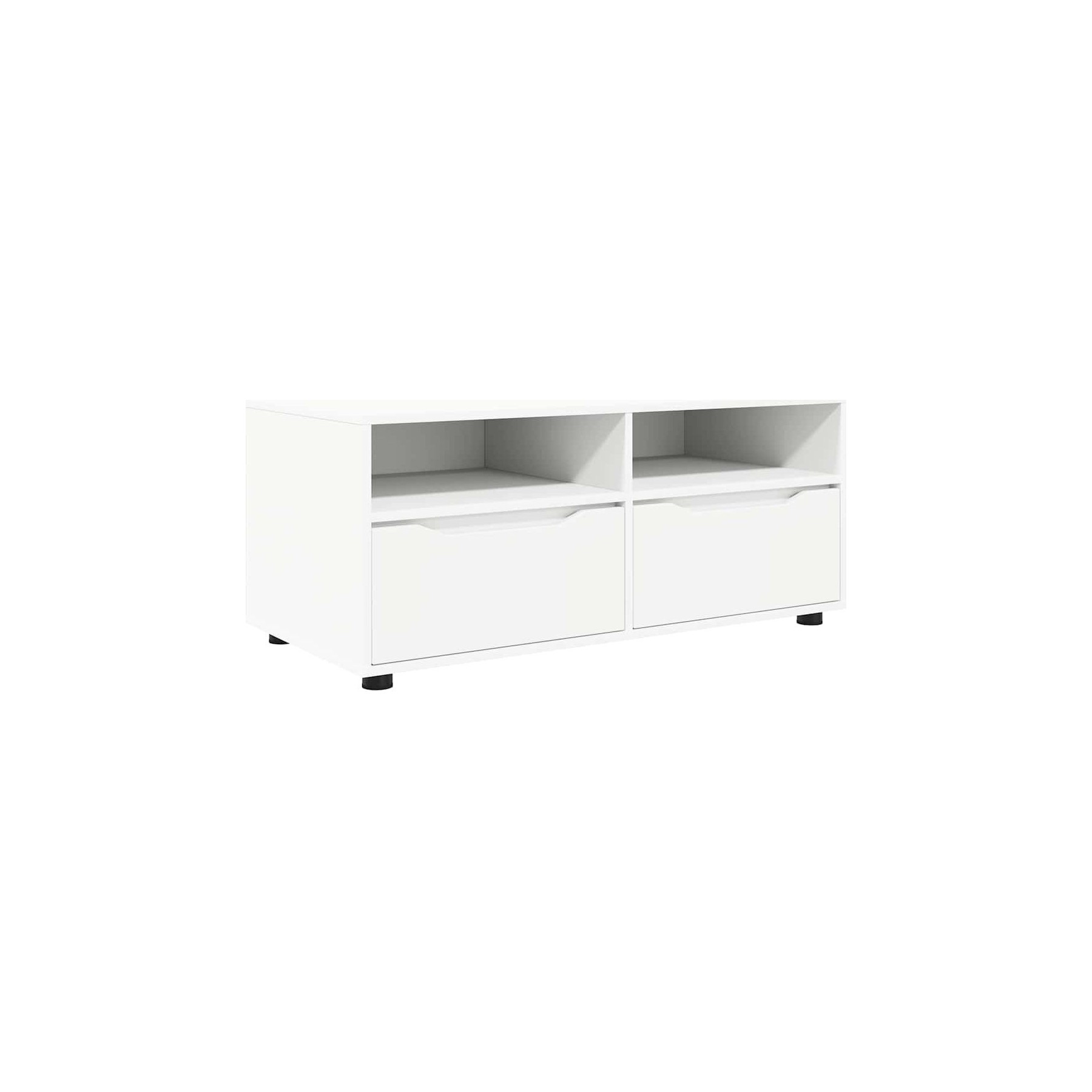 Meuble TV HELLOSHOP26 Meuble TV moderne rectangulaire blanc av