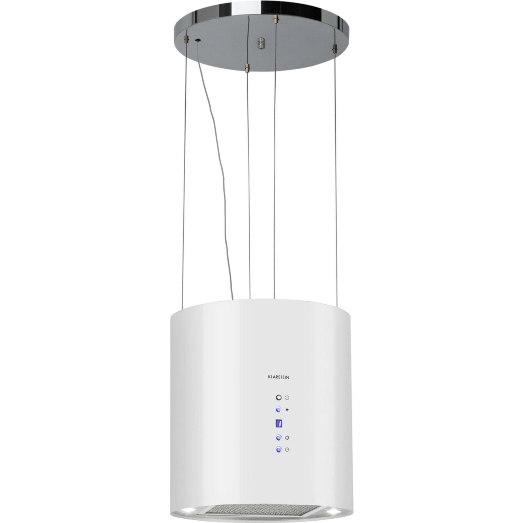 Hotte décorative îlot KLARSTEIN Barett îlot Ø 35cm 558 m³/h LED blanc