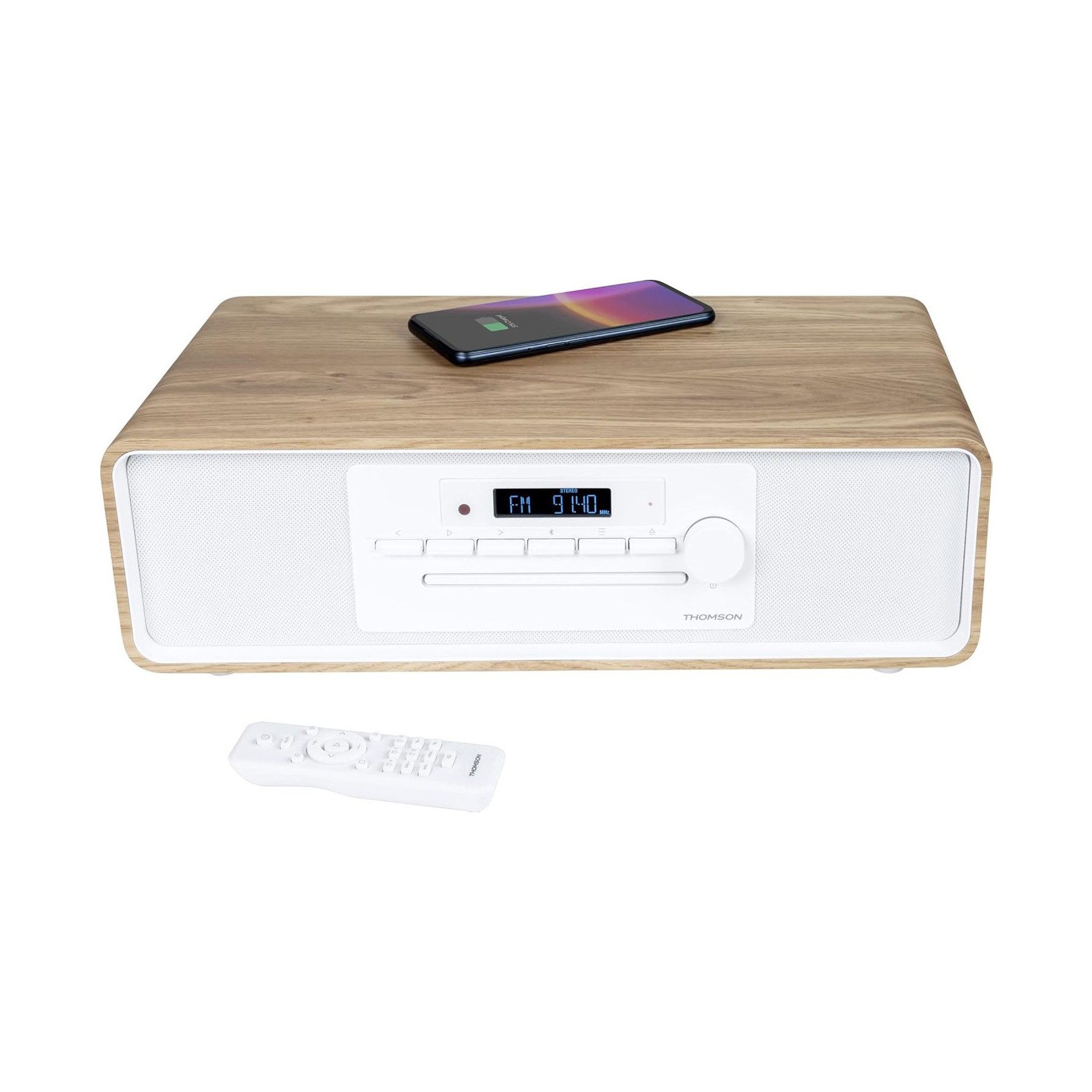 Chaîne HiFi THOMSON MIC301IBT Bluetooth 60W CD USB FM Blanc