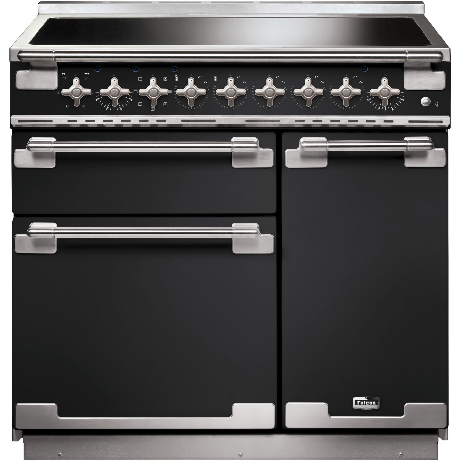 Piano de cuisson induction FALCON ELISE 90 CHARBON Mat satiné NICKEL