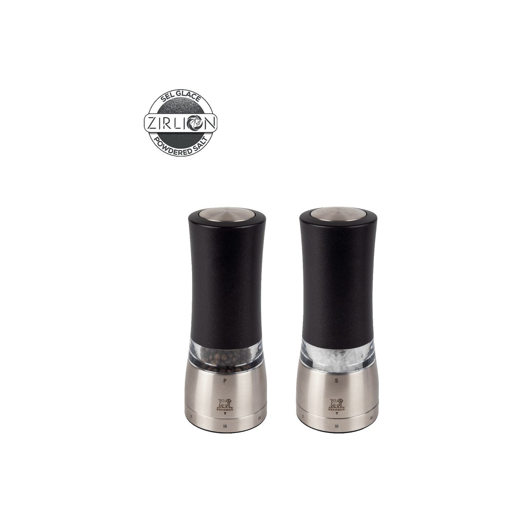 Duo moulins à poivre et sel PEUGEOT Daman Electric Métal Noir Irisé 16cm