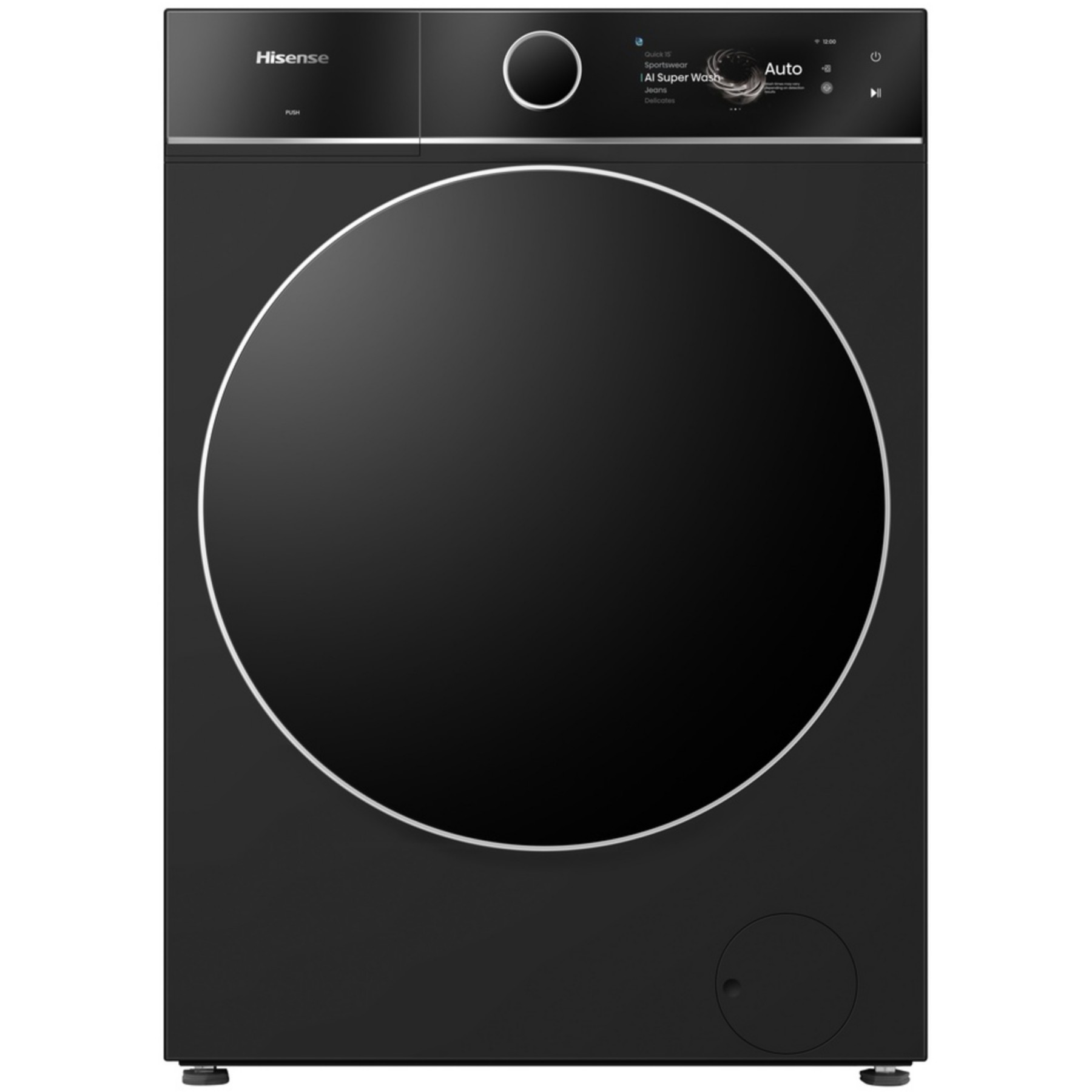 Lave linge hublot HISENSE WF7I1248BBR - 12 kg - 1400 tr/min - Classe A - Moteur induction - Autodosage - Connecté Wifi- Noir