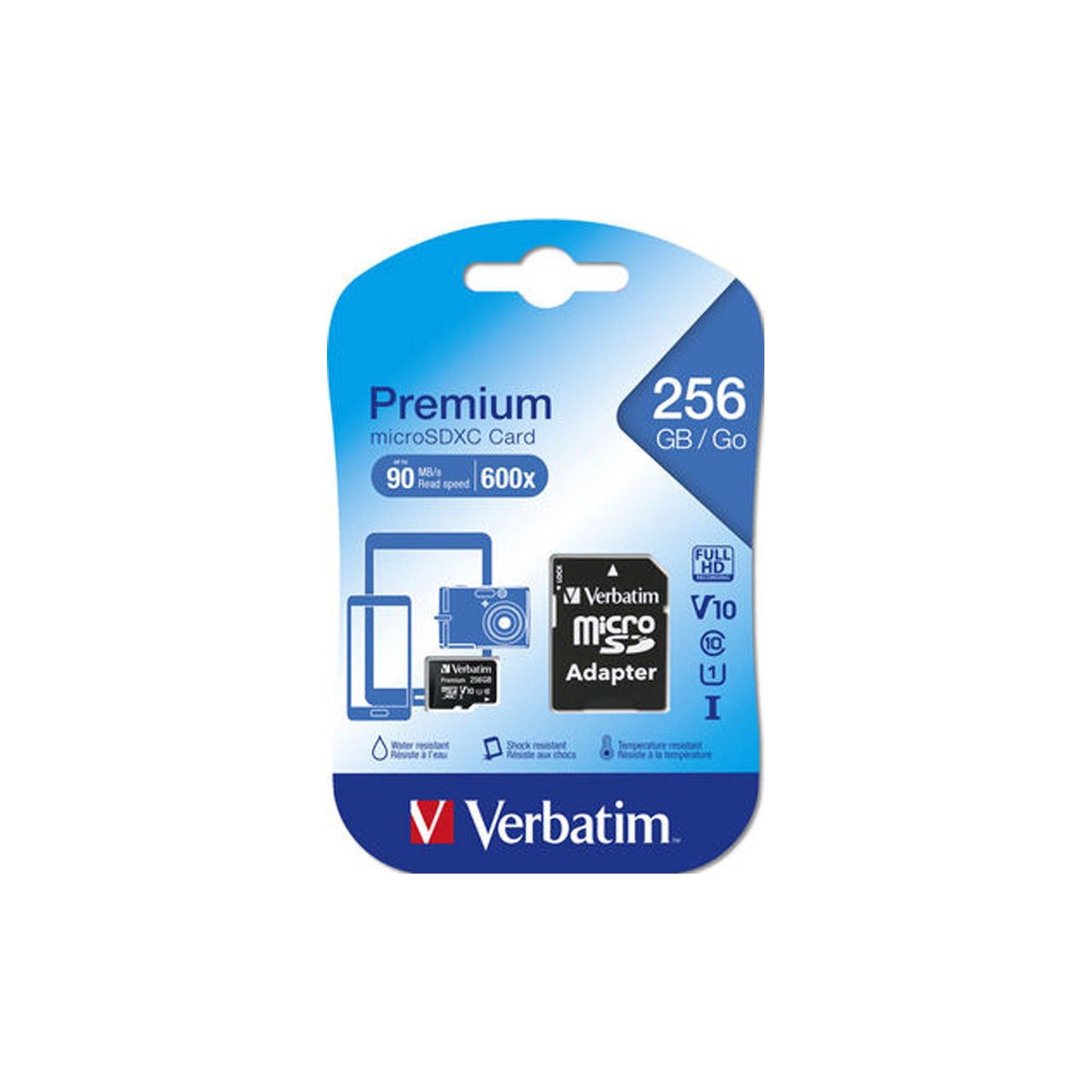 Carte SD VERBATIM 256 GB SDXC UHS-I + Adaptateur