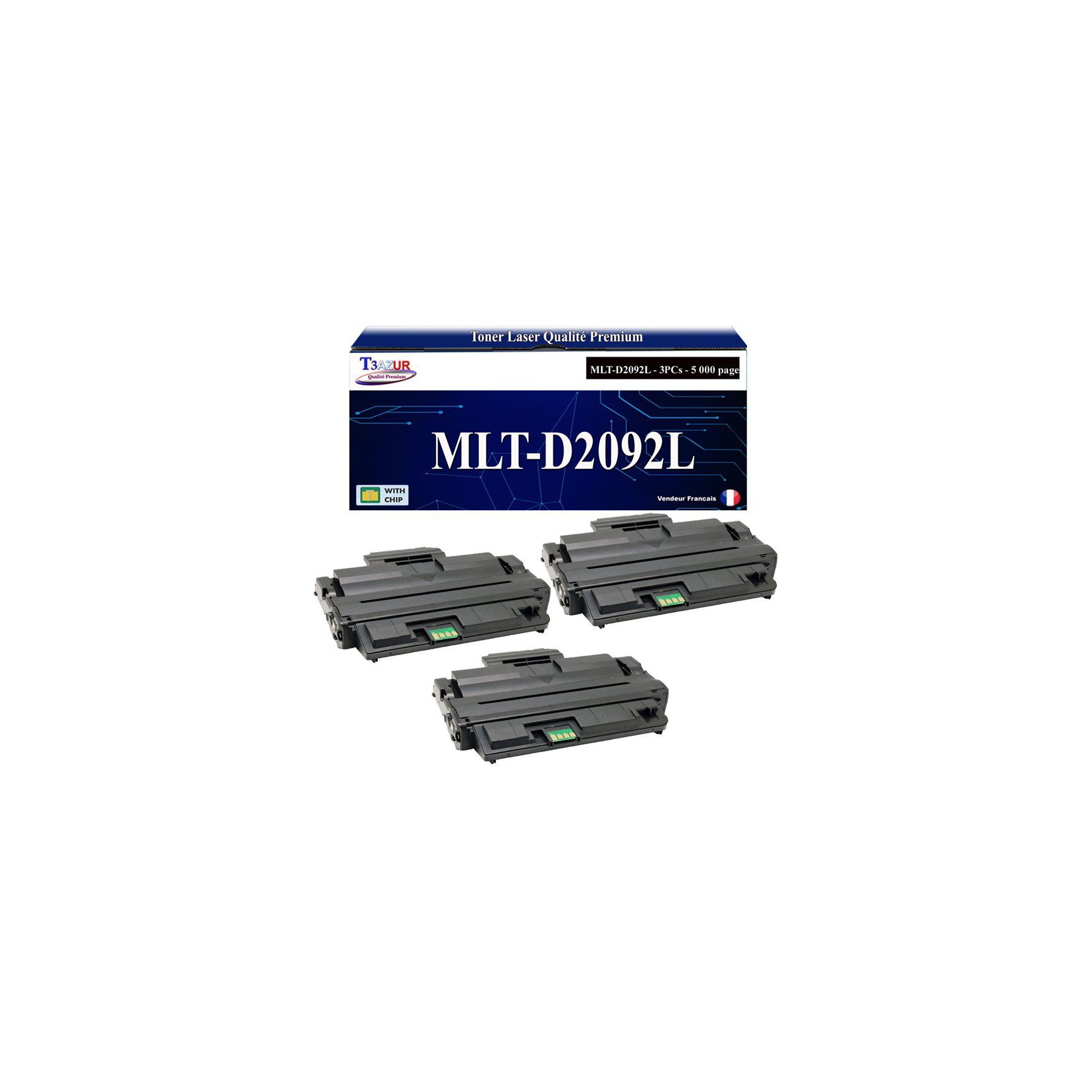 Toner T3AZUR pour Samsung ML2855ND, MLT-D2092L (x3)