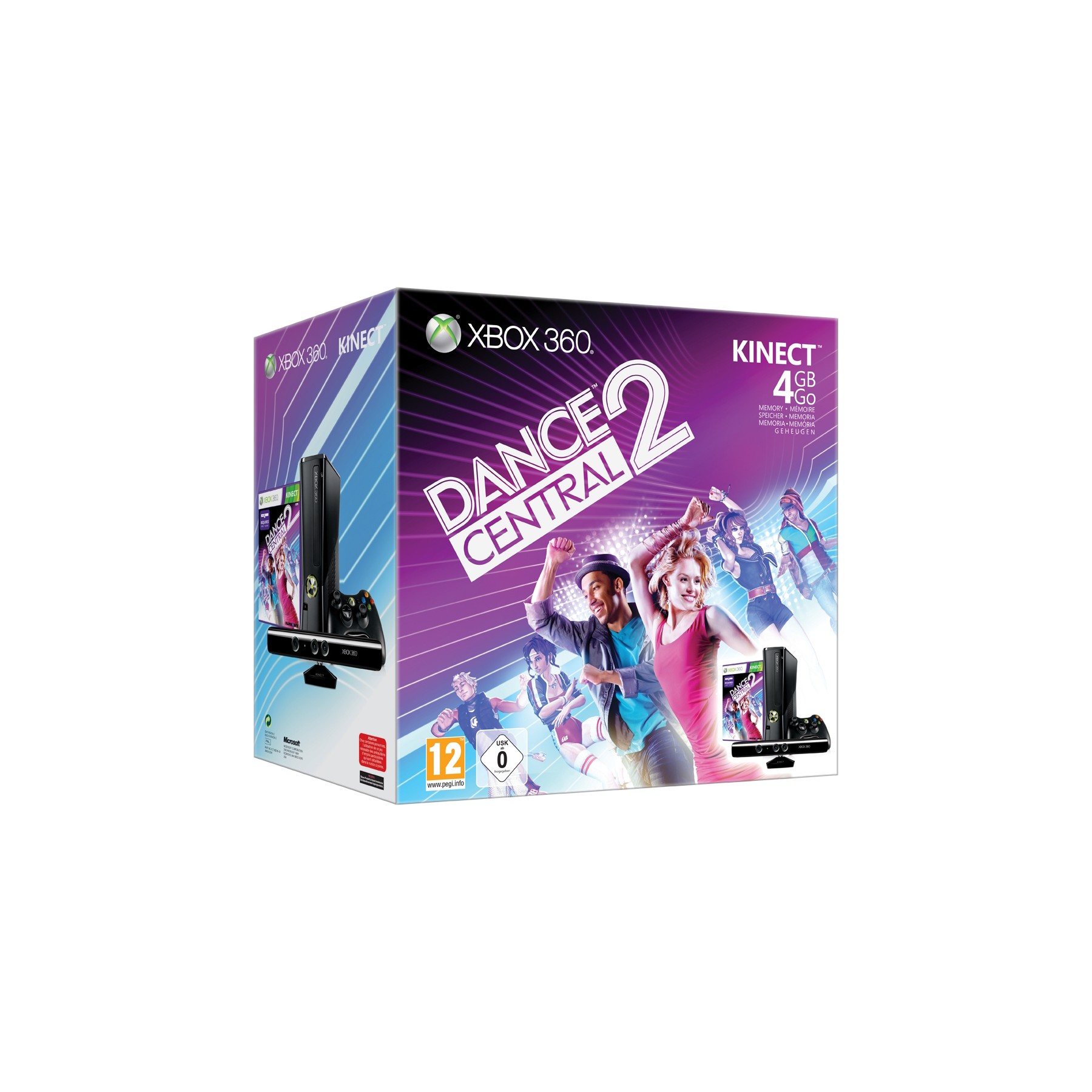 Console MICROSOFT 4GO kinect +dance central 2 + adventures Reconditionné
