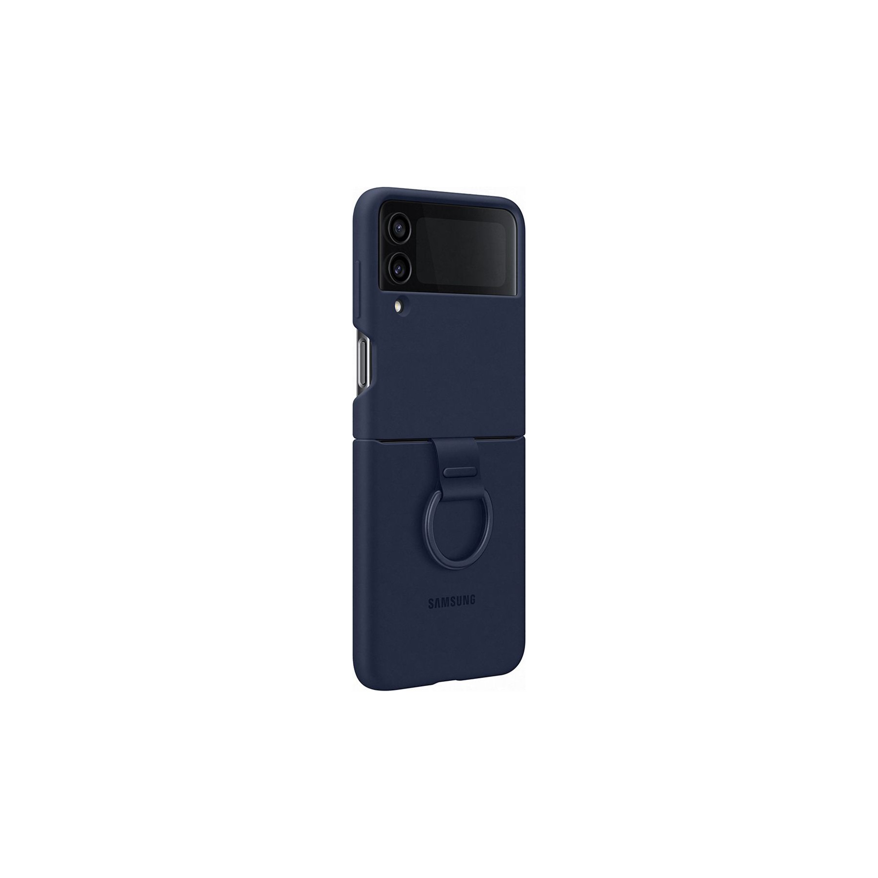 Coque SAMSUNG Z Flip 4 Silicone anneau bleu marine