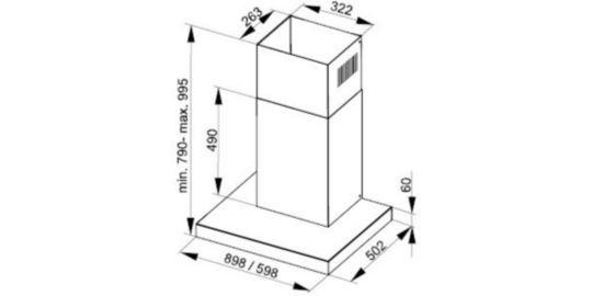 Hotte décorative murale DE DIETRICH DHB4684B MotionControl