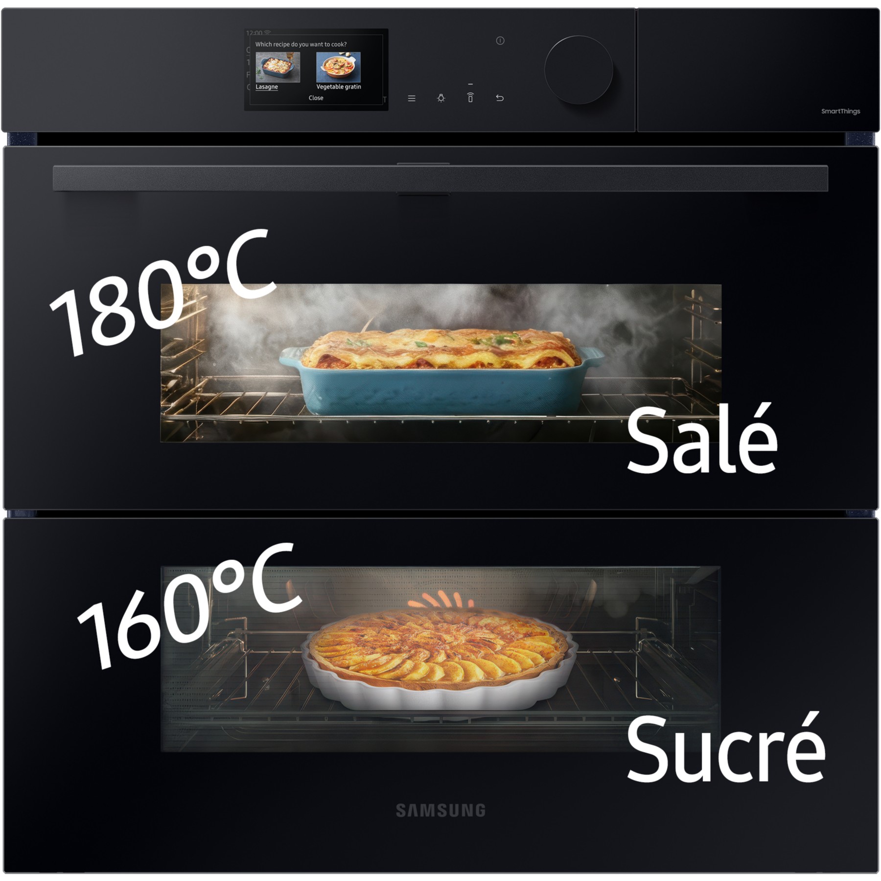 Four encastrable SAMSUNG NV7B6799AAK - Double cavité - Pyrolyse - Vapeur - Porte froide - Rails télescopiques