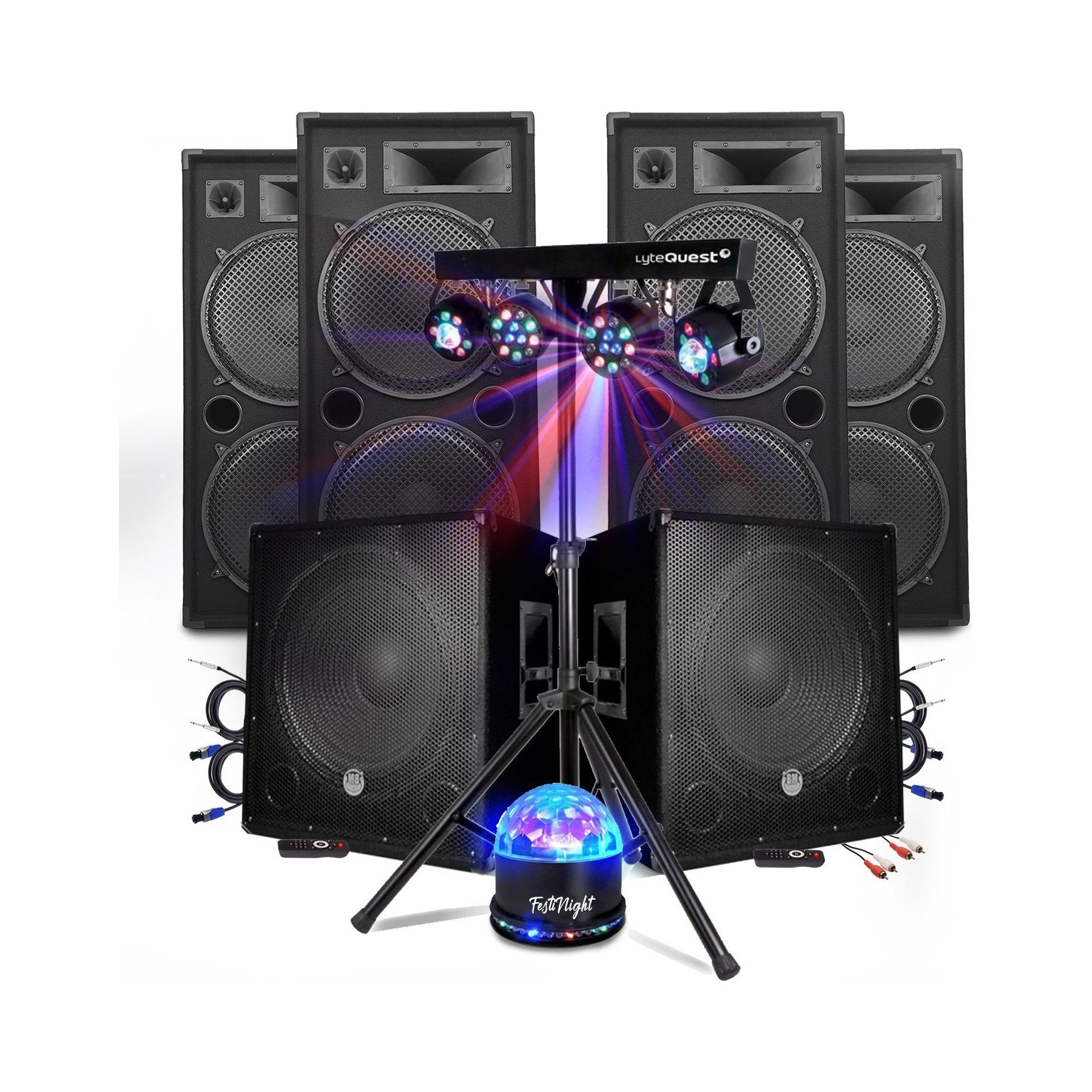 Pack sono BM SONIC MEGA BASSES Caissons bi-amplifié 18" 2x1