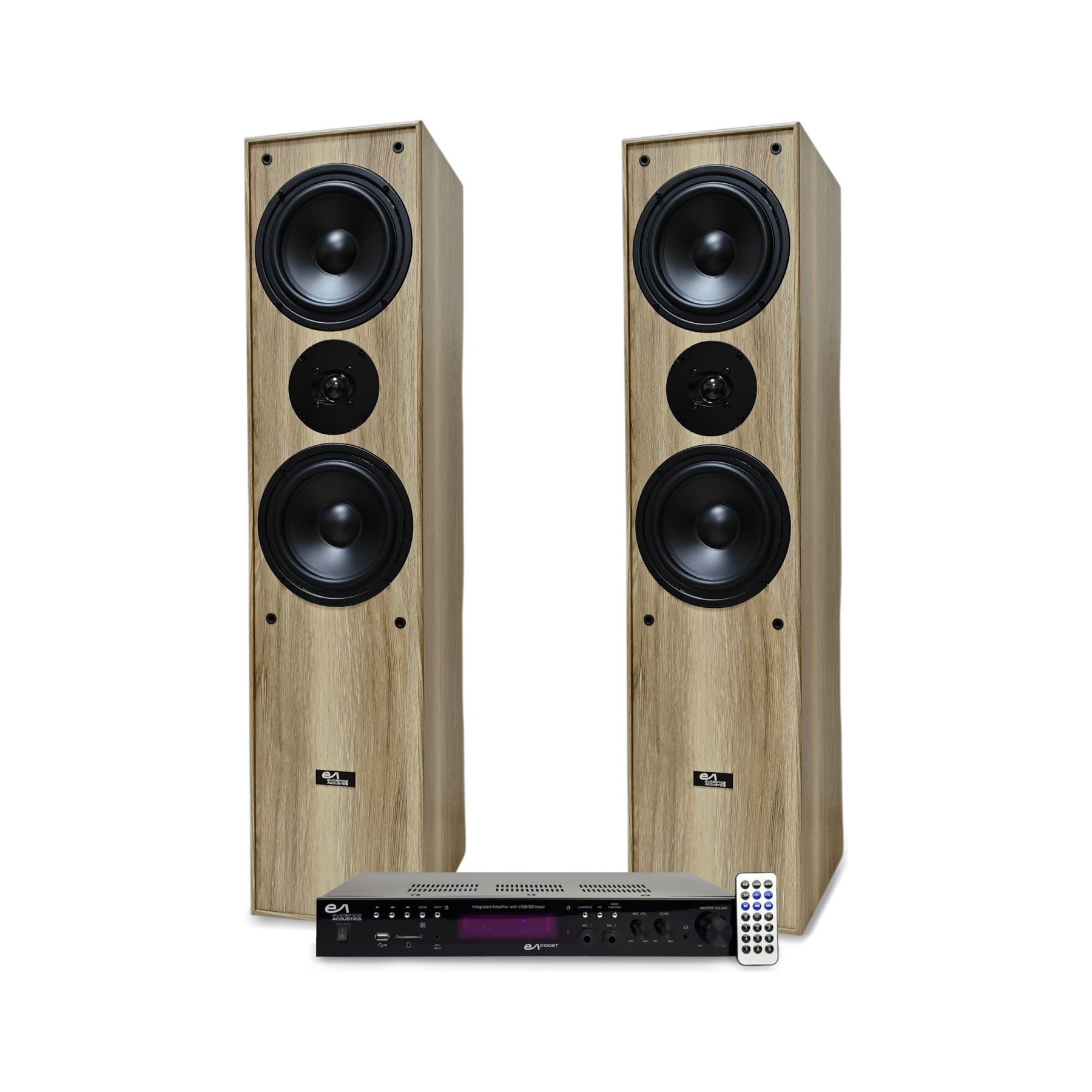Pack enceinte Home Cinéma EVIDENCE ACOUSTICS EA700-WOOD 2x50W BT USB SD FM Chene