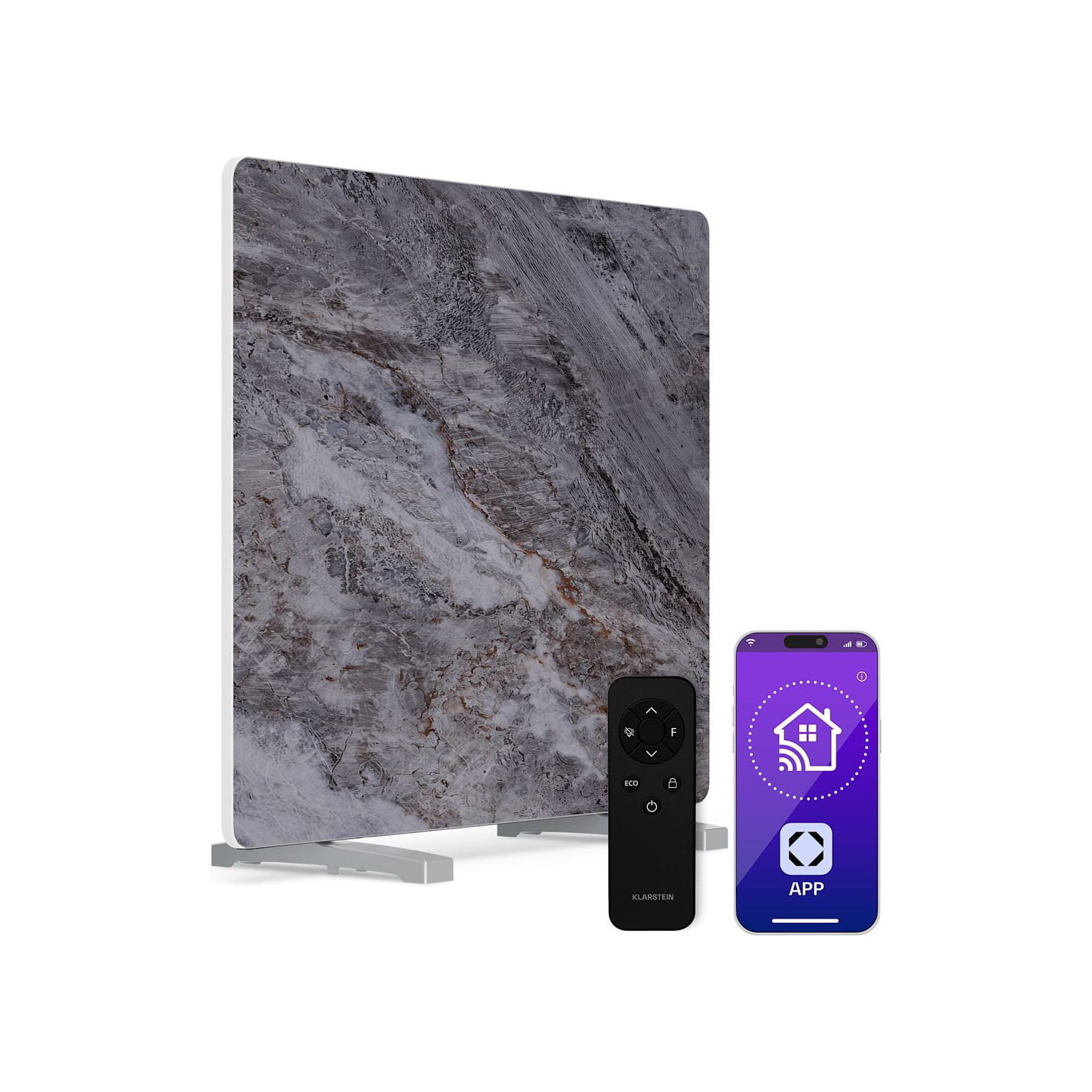 Chauffage infra-rouge KLARSTEIN MarmoHeat 420W Smart App IP43 8m² Gris