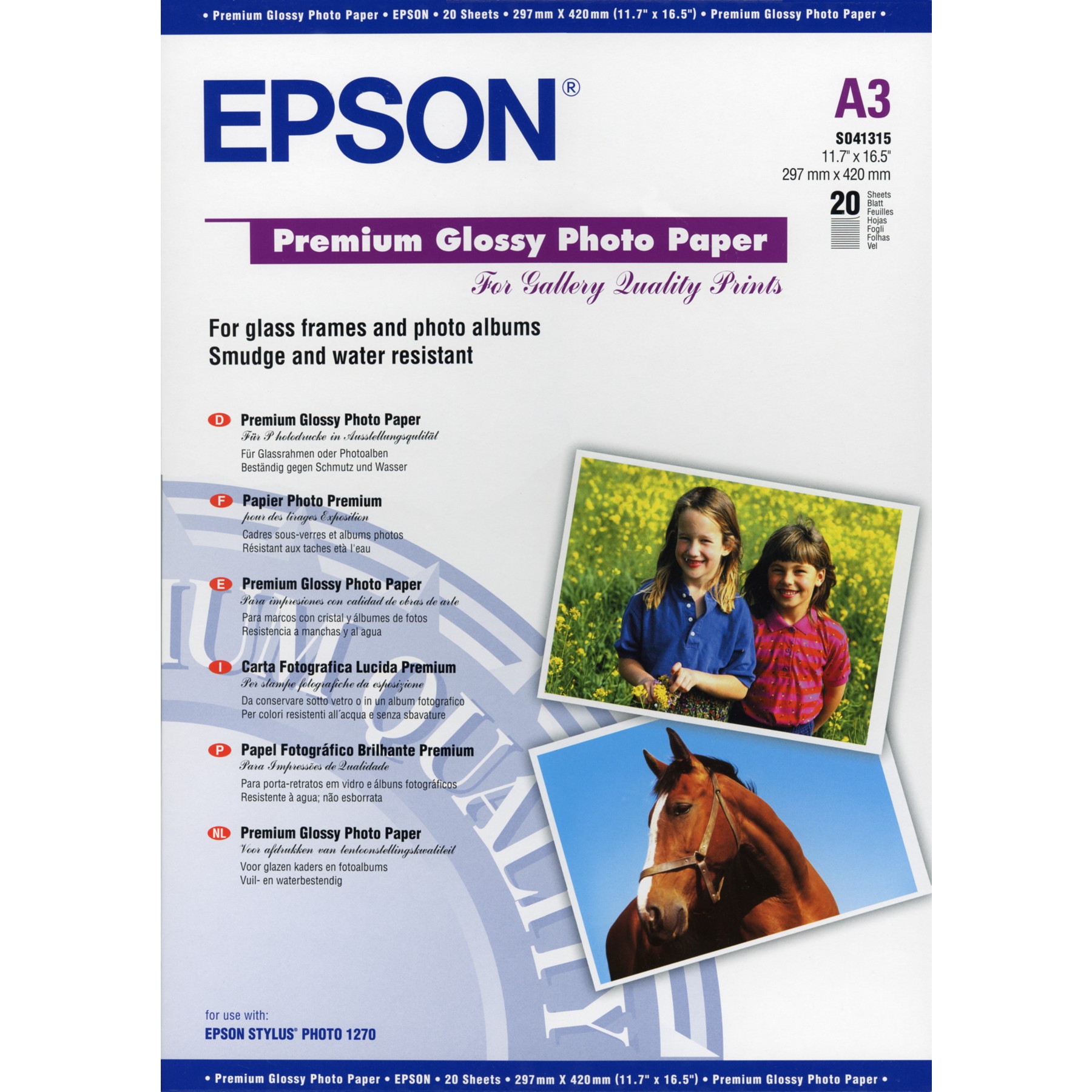 Papier photo EPSON S041315 A3 -20f-255g/m²