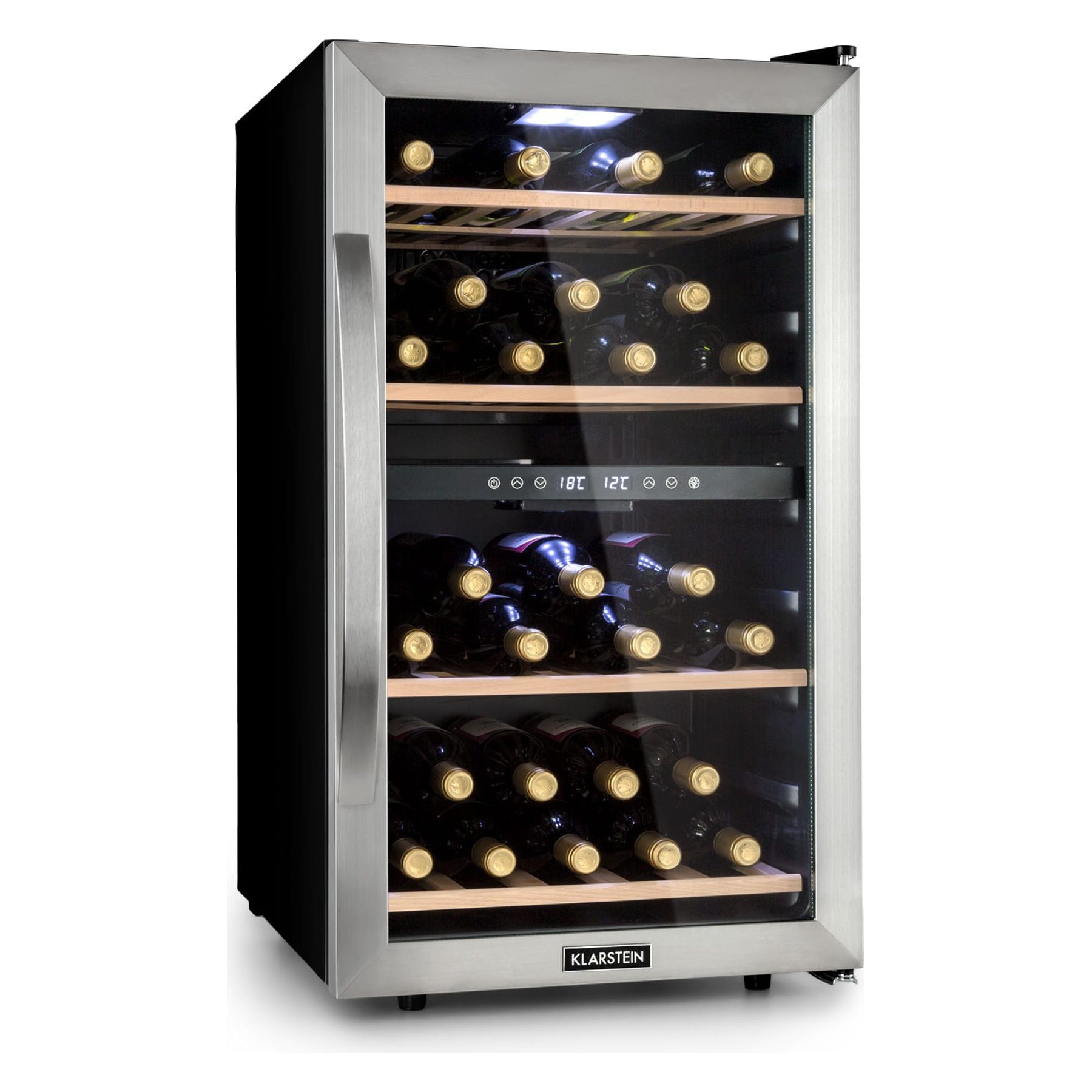 Cave à vin polyvalente KLARSTEIN Vinamour 45D 2 zones 118L 45bt Inox