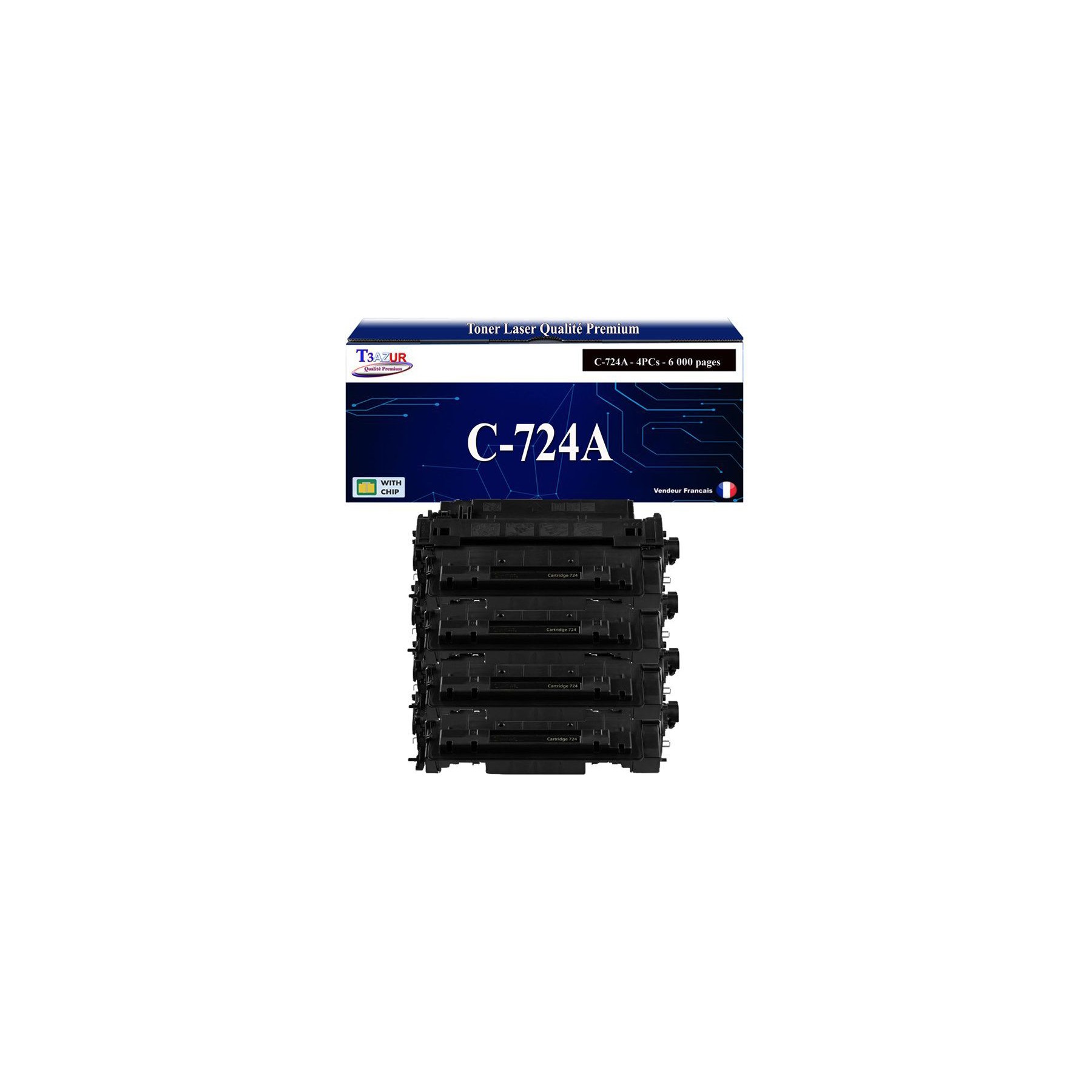 Toner T3AZUR compatible avec Canon 724 (x4)
