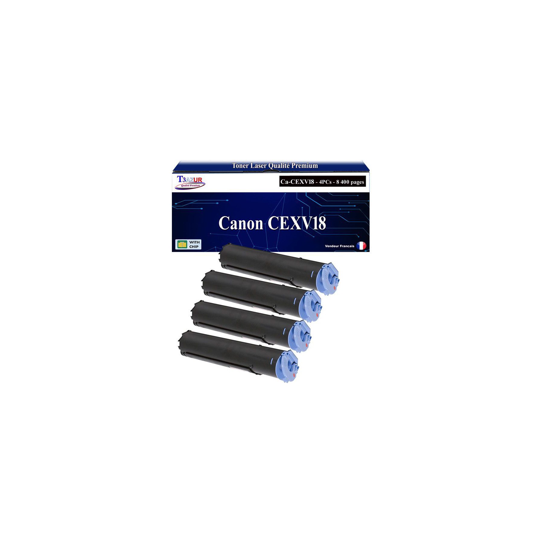 Toner T3AZUR pour Canon iR1024 iR1018 CEXV18 x4