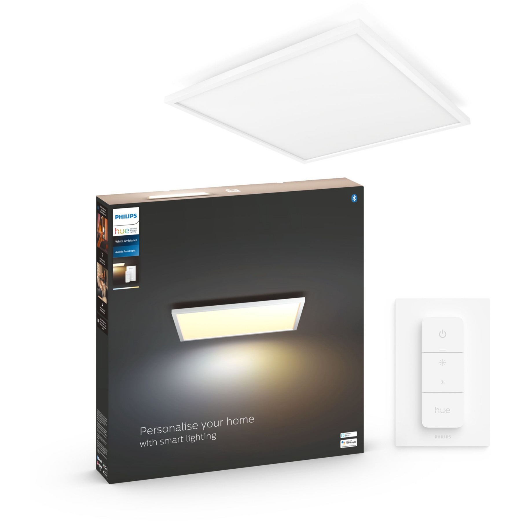 Panneaux lumineux PHILIPS HUE White Ambiance AURELLE carré Bl.+tlc