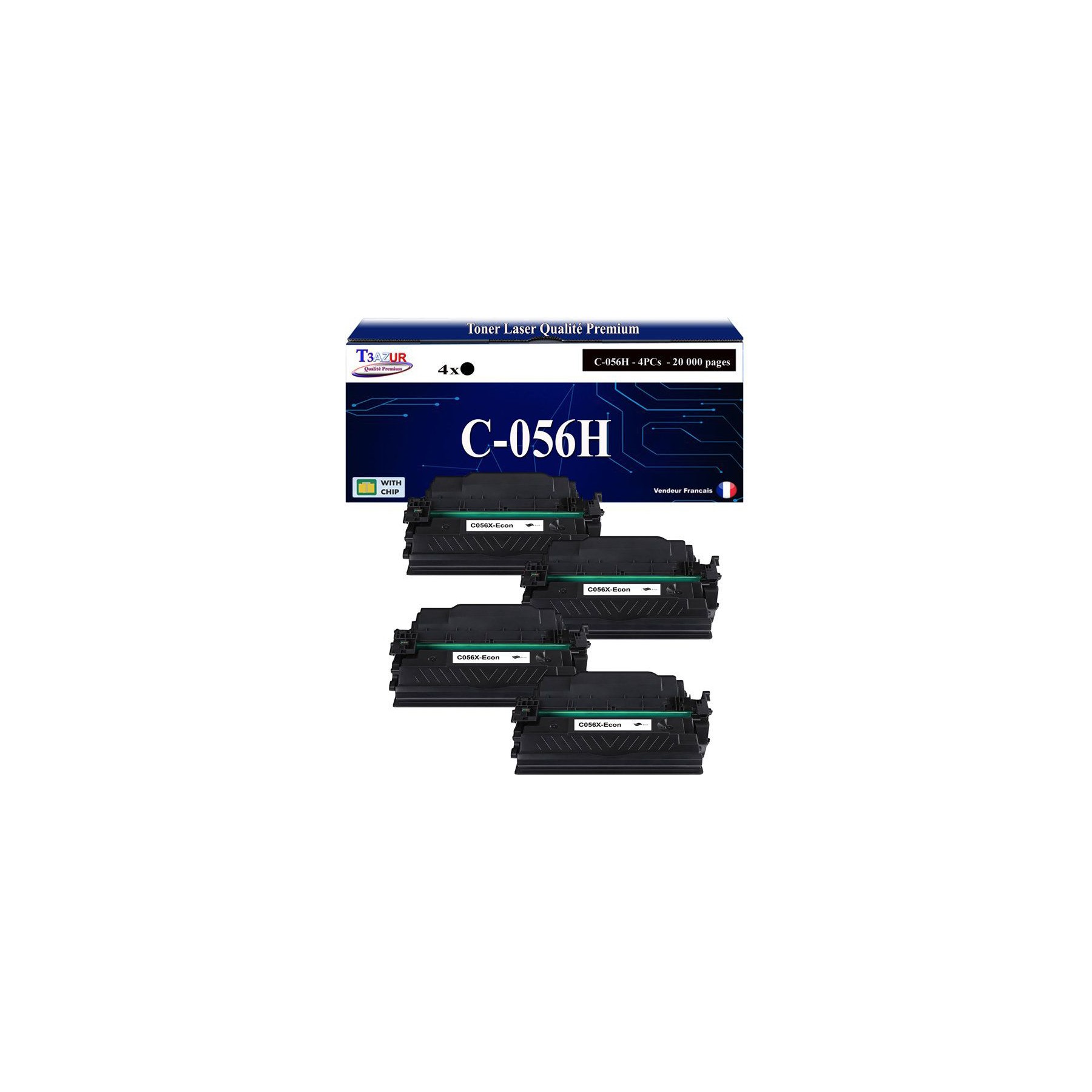 Toner T3AZUR compatible avec Canon 056 (x4)