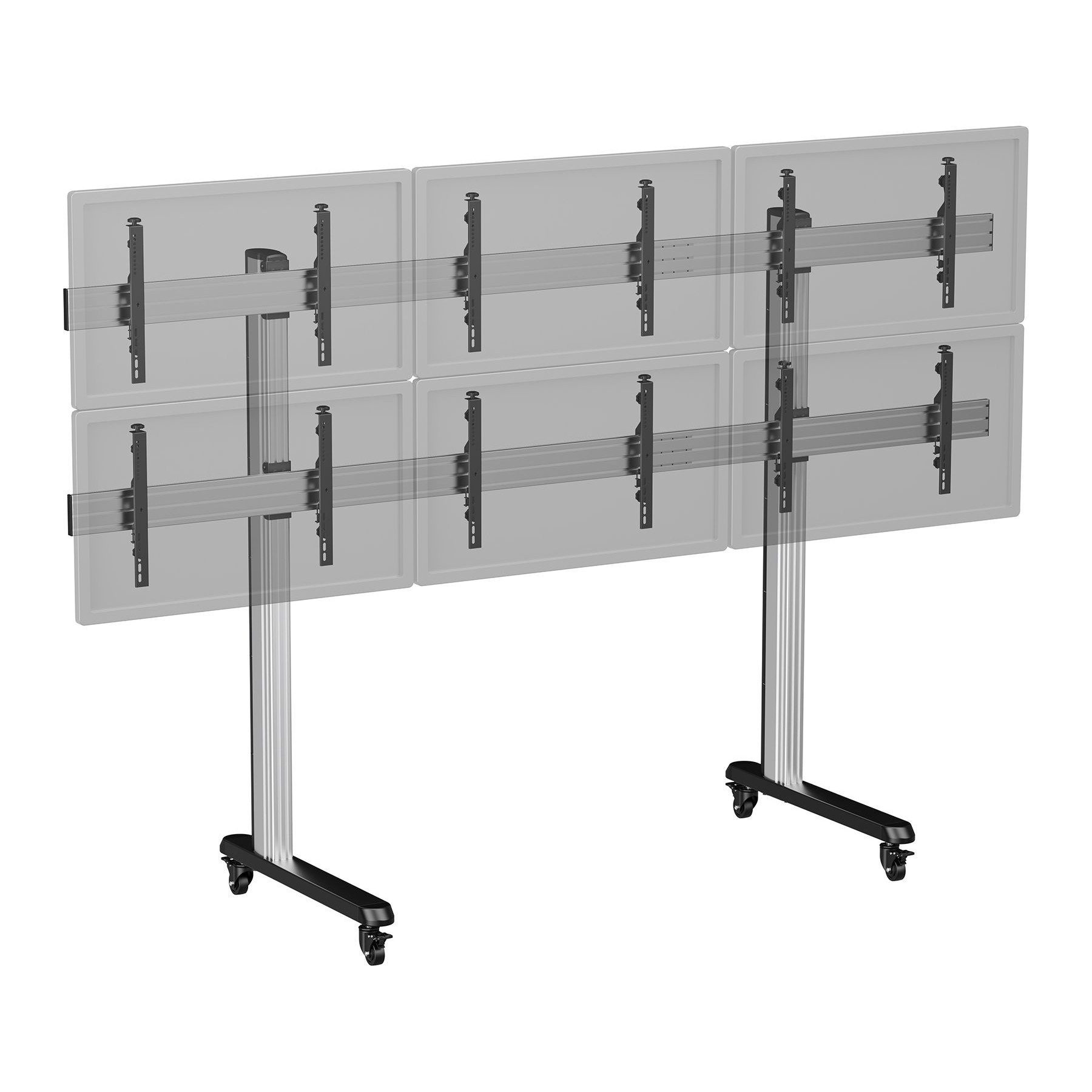 Pied TV KIMEX sol 6 TV 45''-50''- H. 180 cm- Roulettes