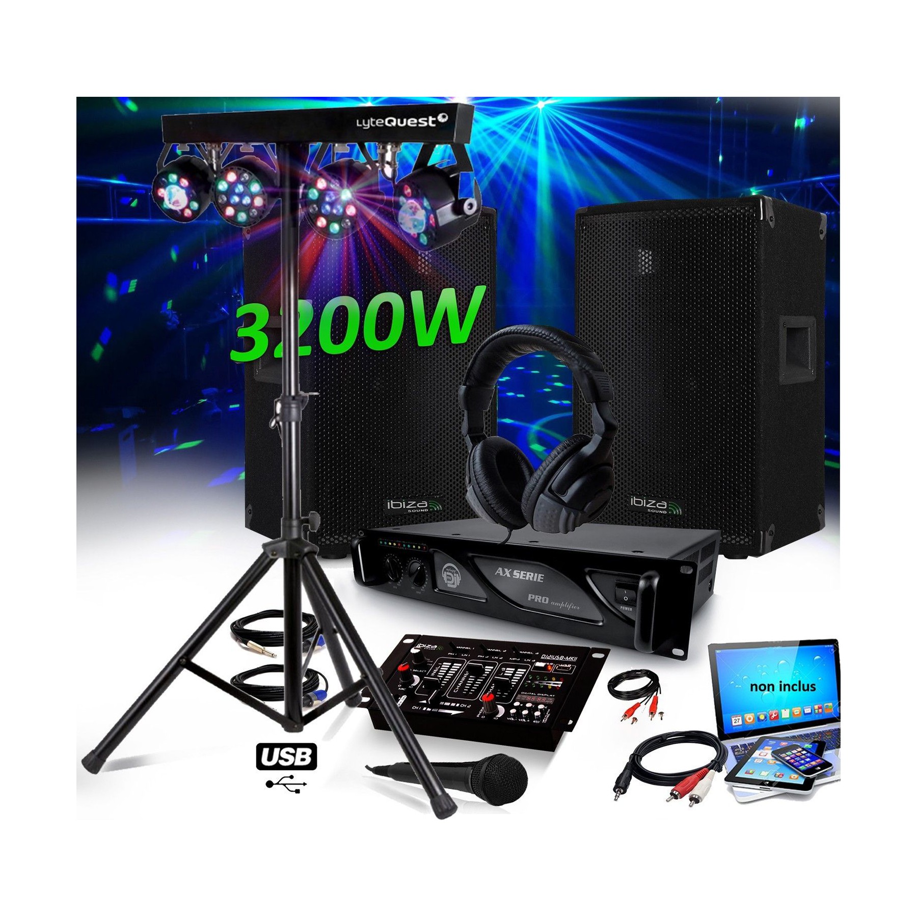 Pack sono BM SONIC Pack DJ SONO IBIZA SOUND 3200W DISCO12 S