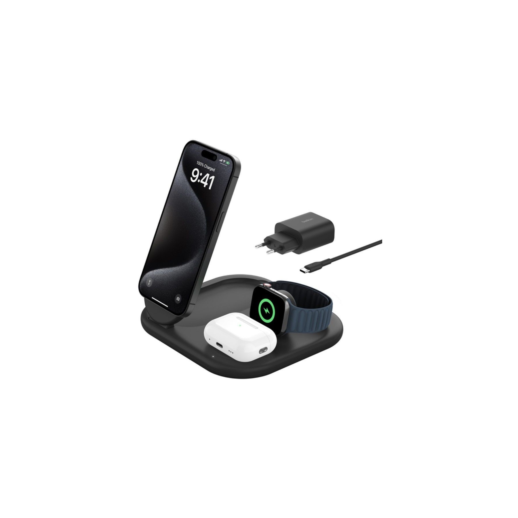 Chargeur induction BELKIN Qi2 15W 3en1 noir