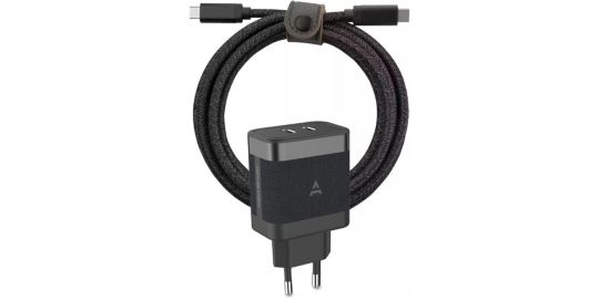 Chargeur ordinateur portable ADEQWAT 65W 2 USB-C + Cable USB-C 2M - Noir