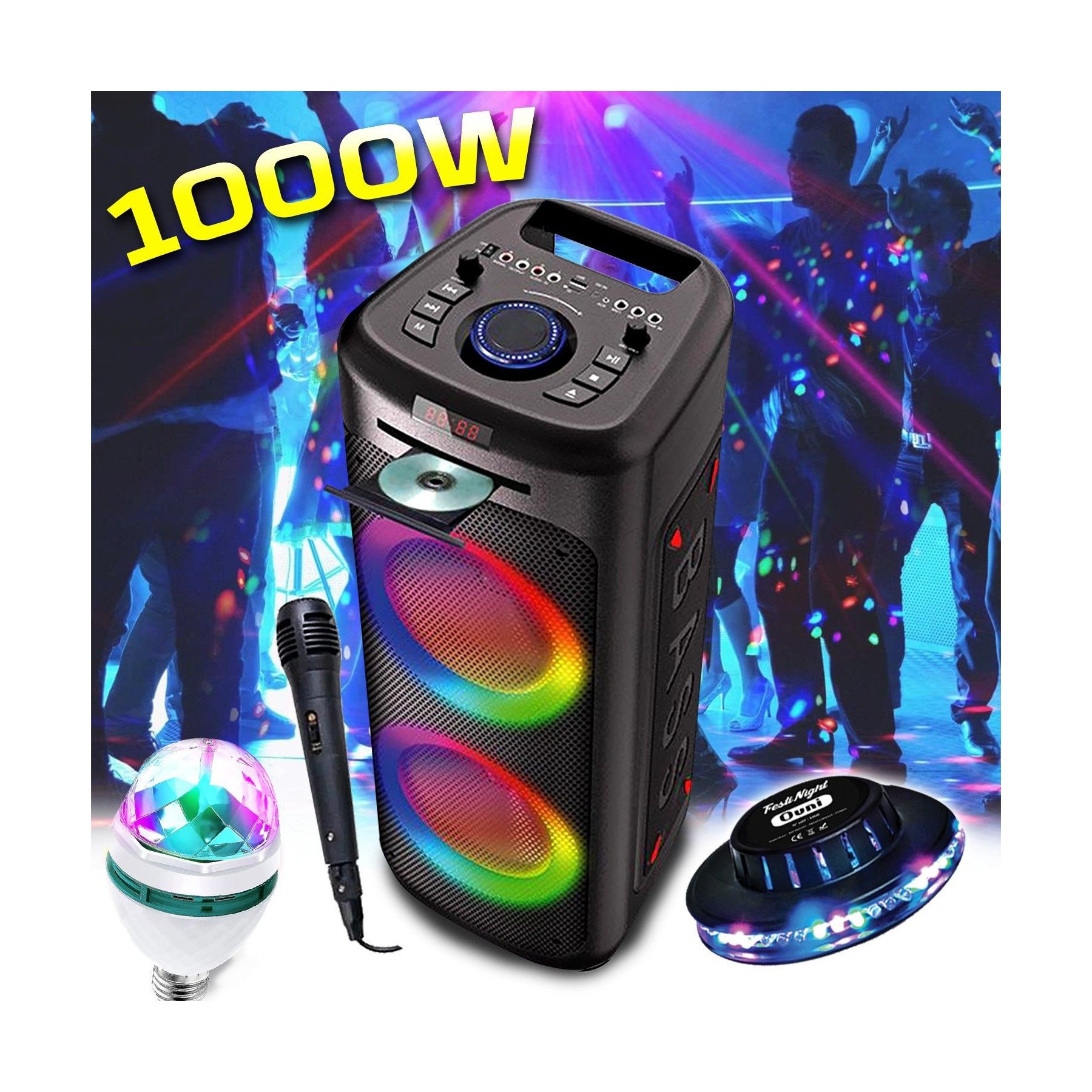 Enceinte nomade INOVALLEY Enceinte Autonome Lumineuse Lecteur CD I