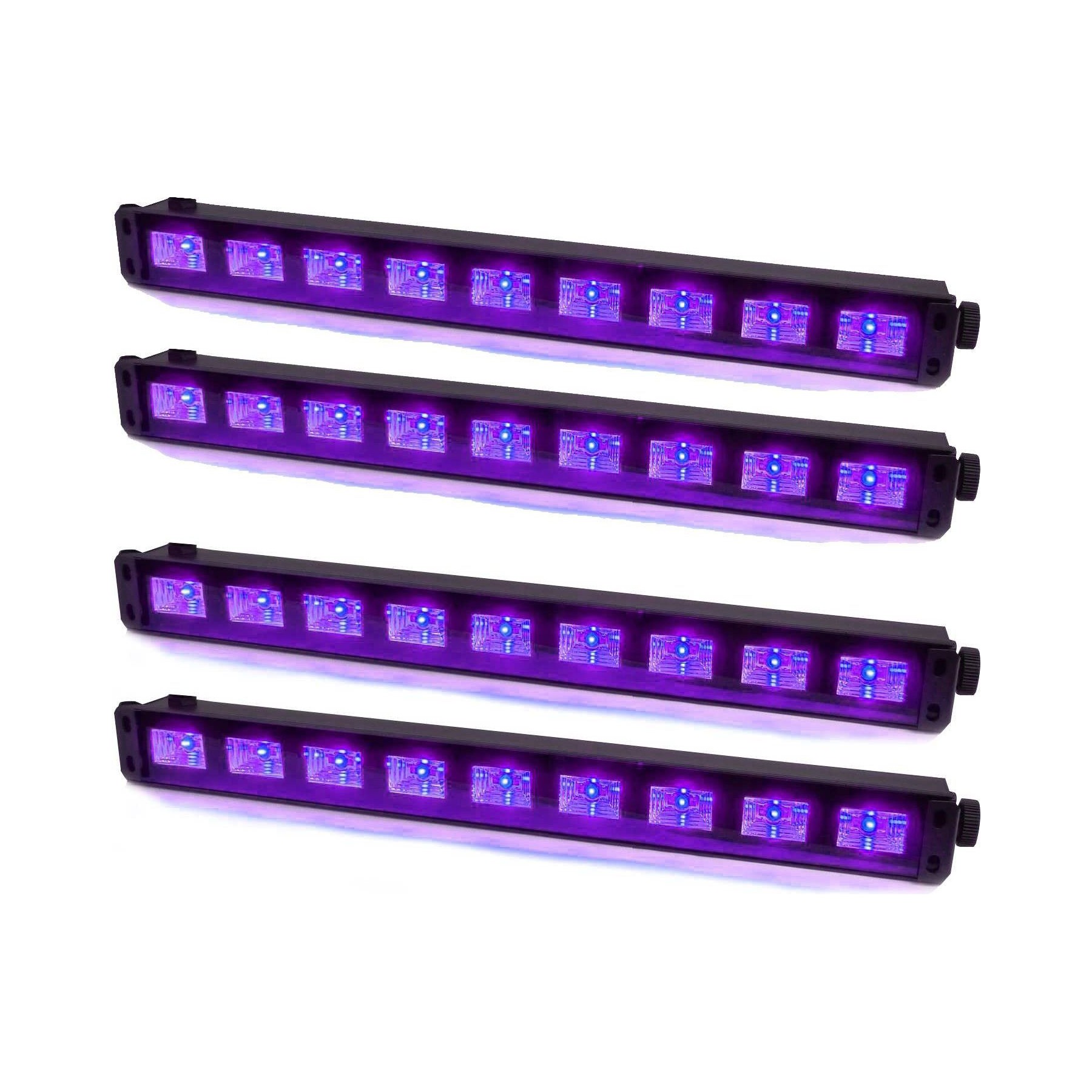 Jeu de lumières IBIZA Pack 4 Barres à LED UV 9x1W se reflète s