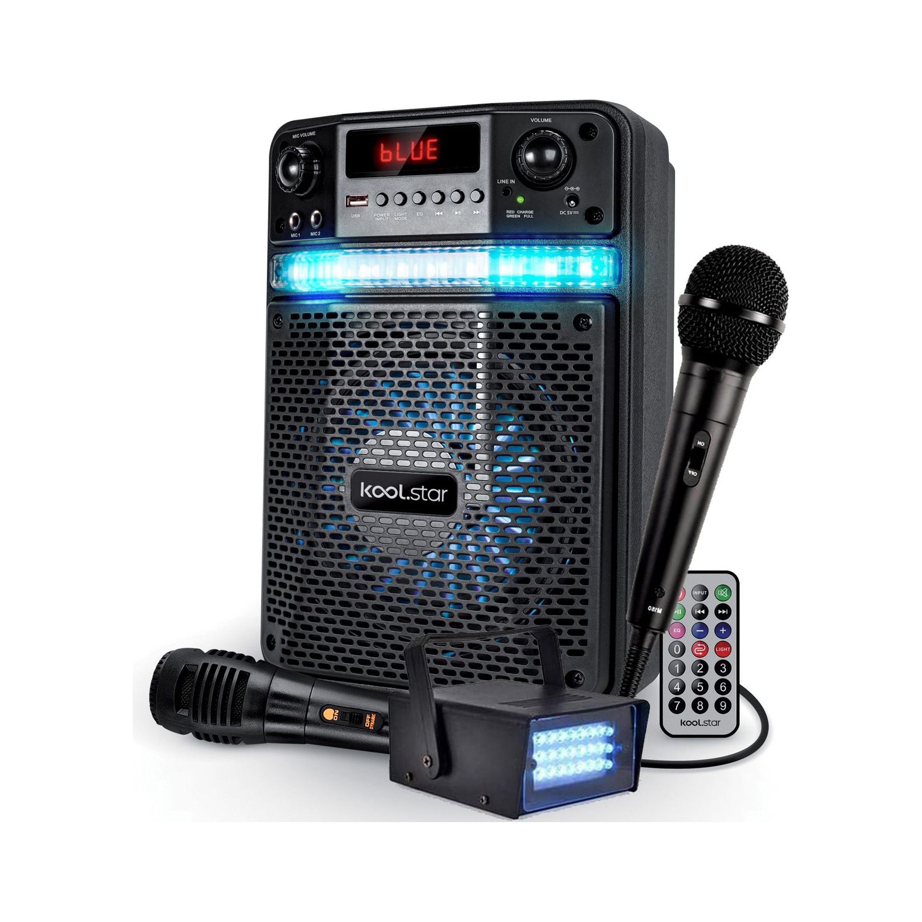 Enceinte sono KOOL.STAR BROZY08-MIC-STROBE, Karaoké sur batterie