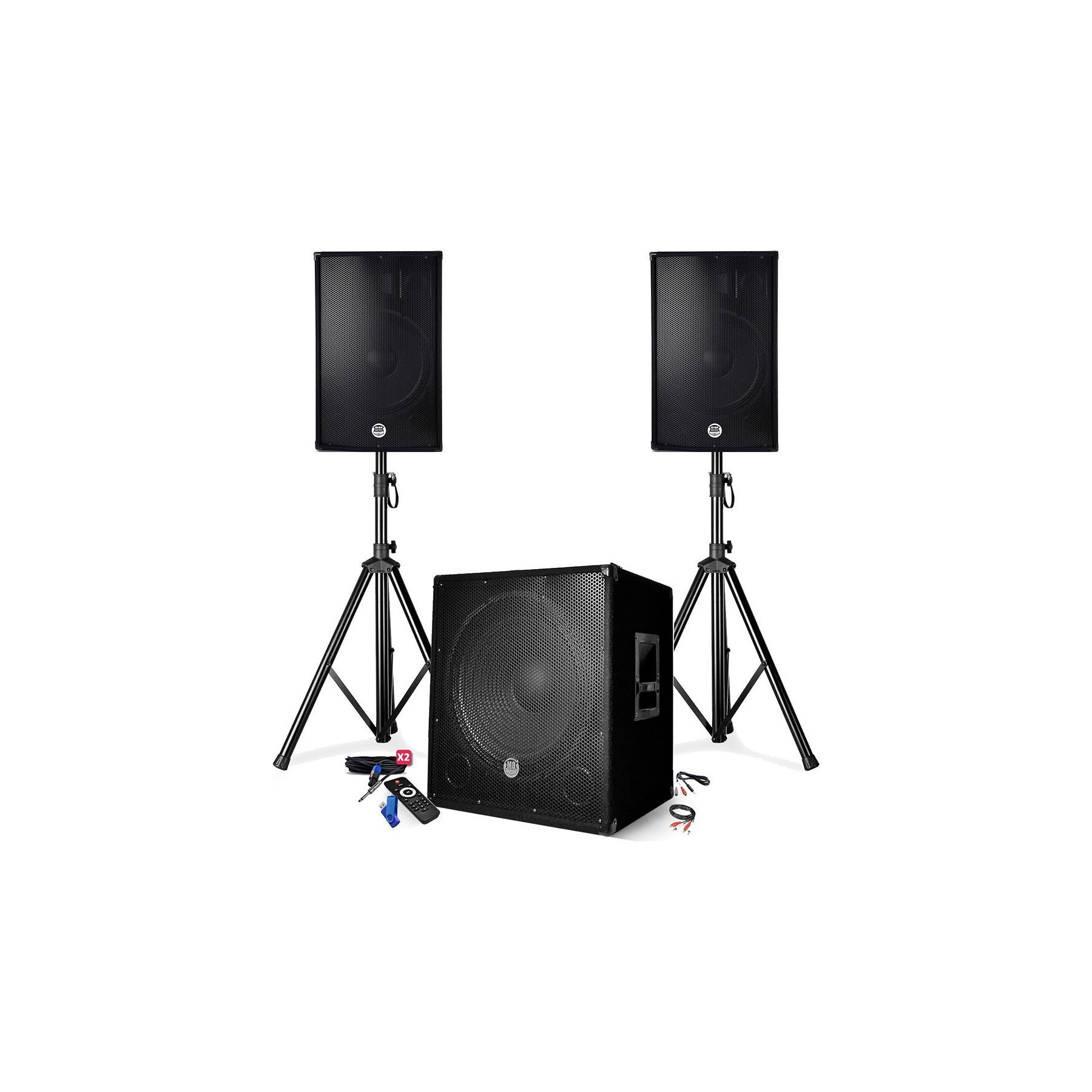 Pack sono BM SONIC Pack Sono 2500W 2x15" Caisson BT USB 32G