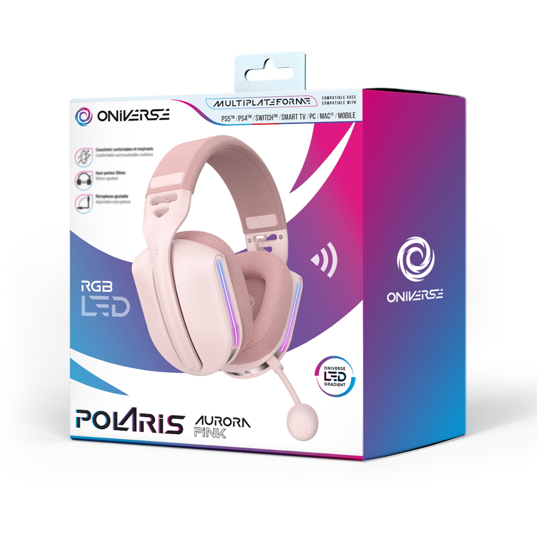 Casque gamer ONIVERSE Polaris Aurora Pink