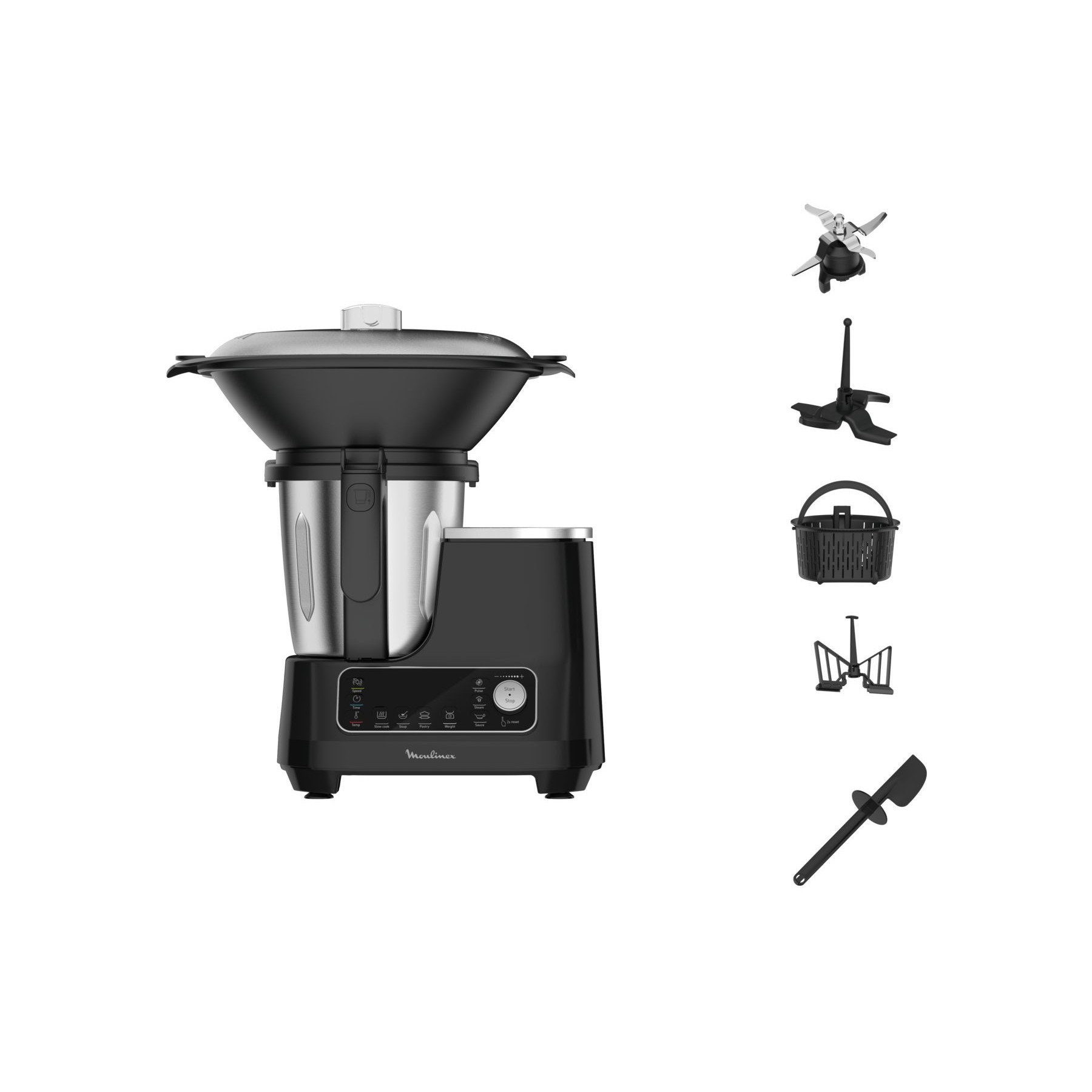 Robot cuiseur MOULINEX Clickchef noir HF456810 + cuiseur vapeur