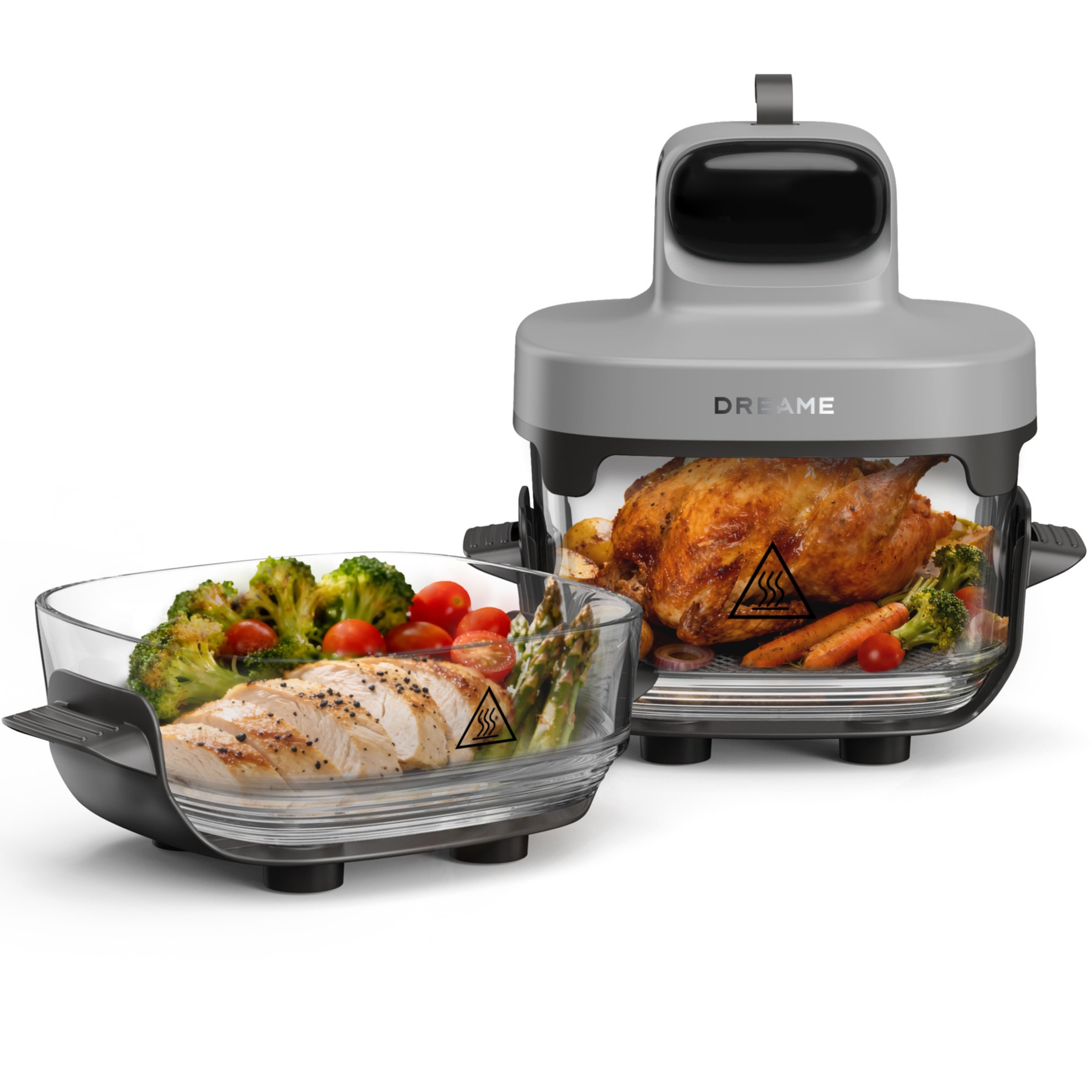 Friteuse sans huile DREAME Tasti™,Gris, 5 en 1, 2 récipients: 2,5L et 4,5L, 1500W