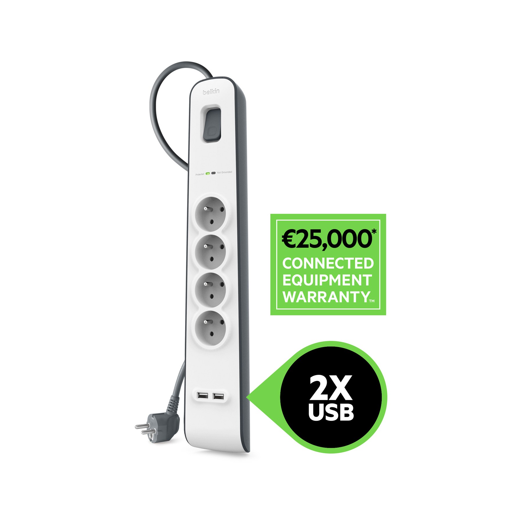 Parafoudre BELKIN 4 prises parafoudres + 2 USB