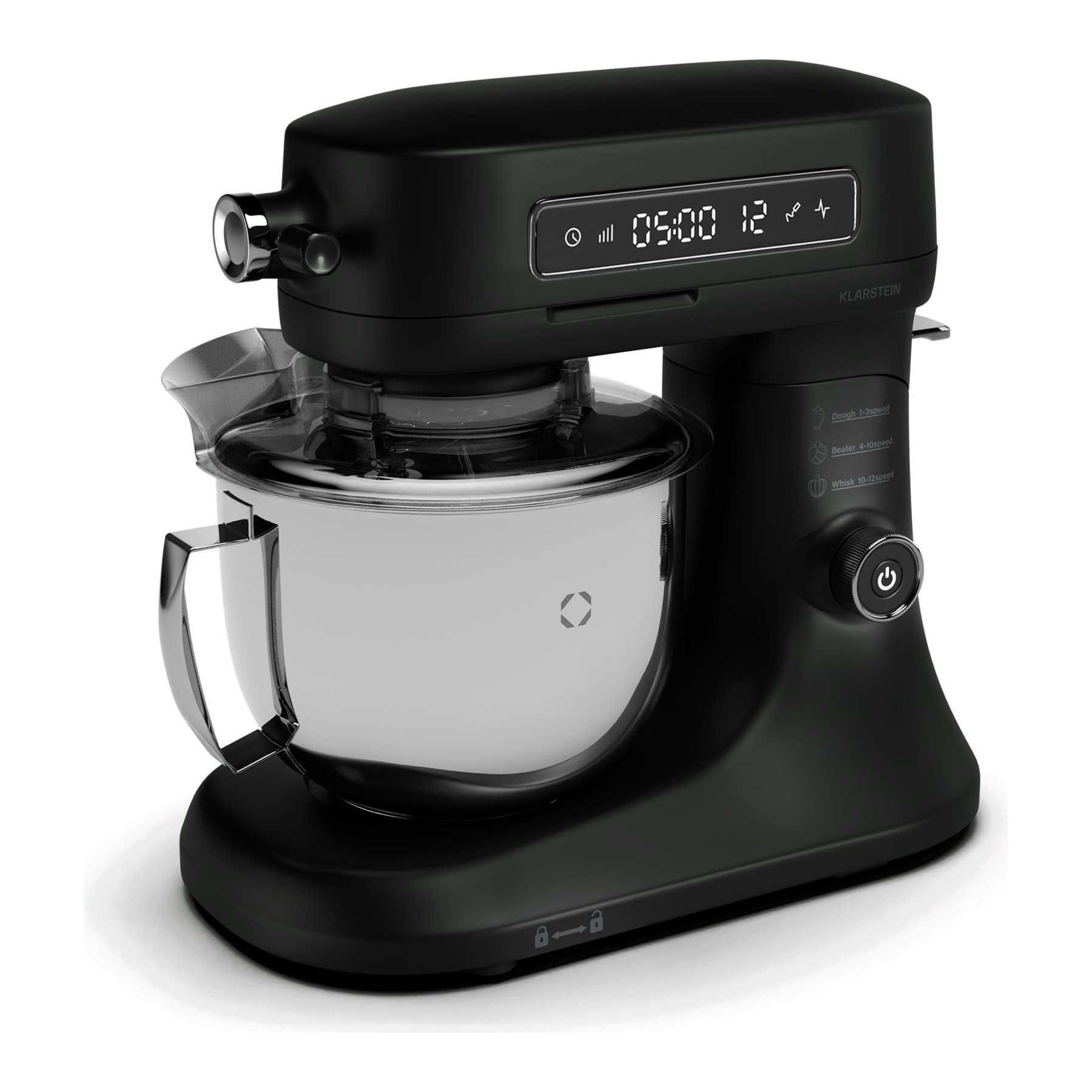Robot pâtissier KLARSTEIN Chiara 1600W 12 vitesses Bol Inox Noir