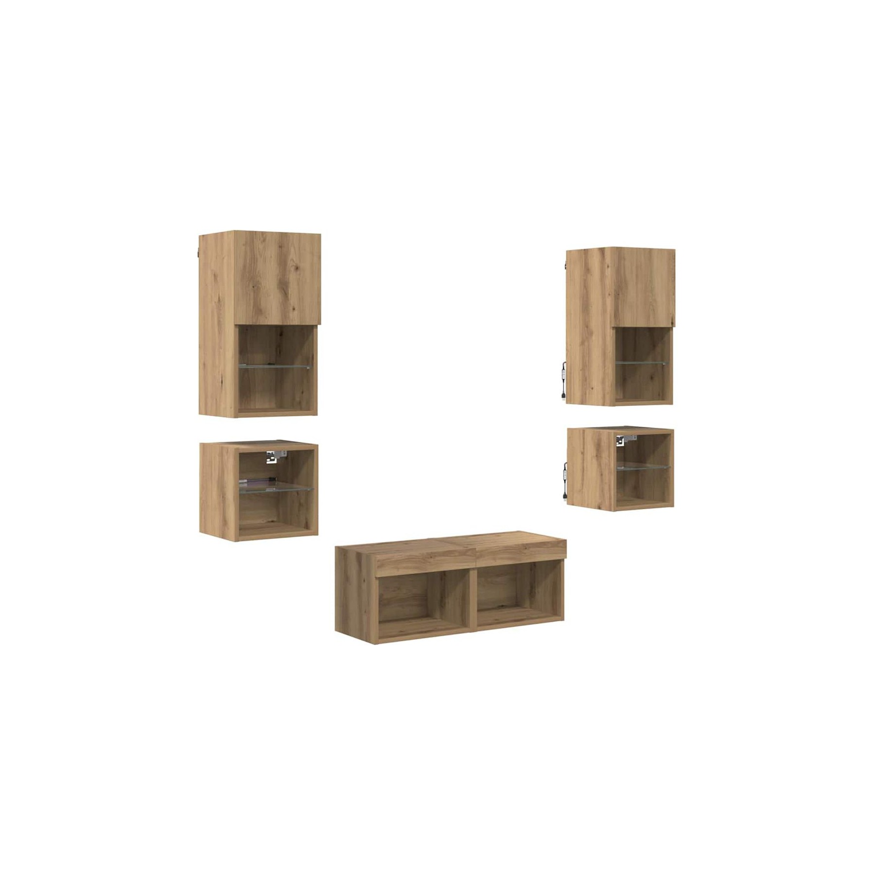 Meuble TV HELLOSHOP26 Lot de 8 meubles TV muraux modernes avec