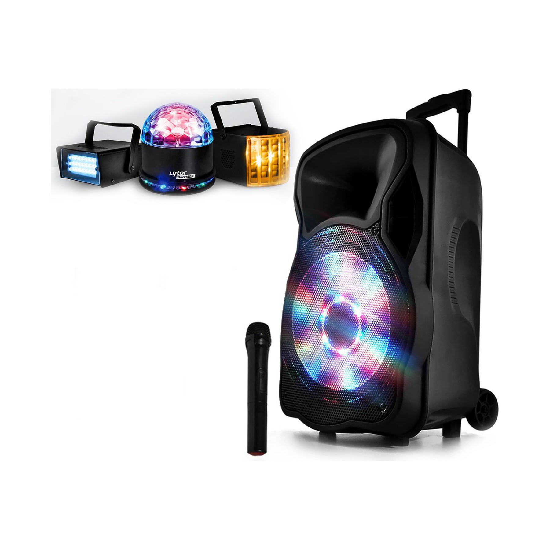 Enceinte sono PARTY LIGHT&SOUND mobile 700W 12"LED+Mic+lumiere