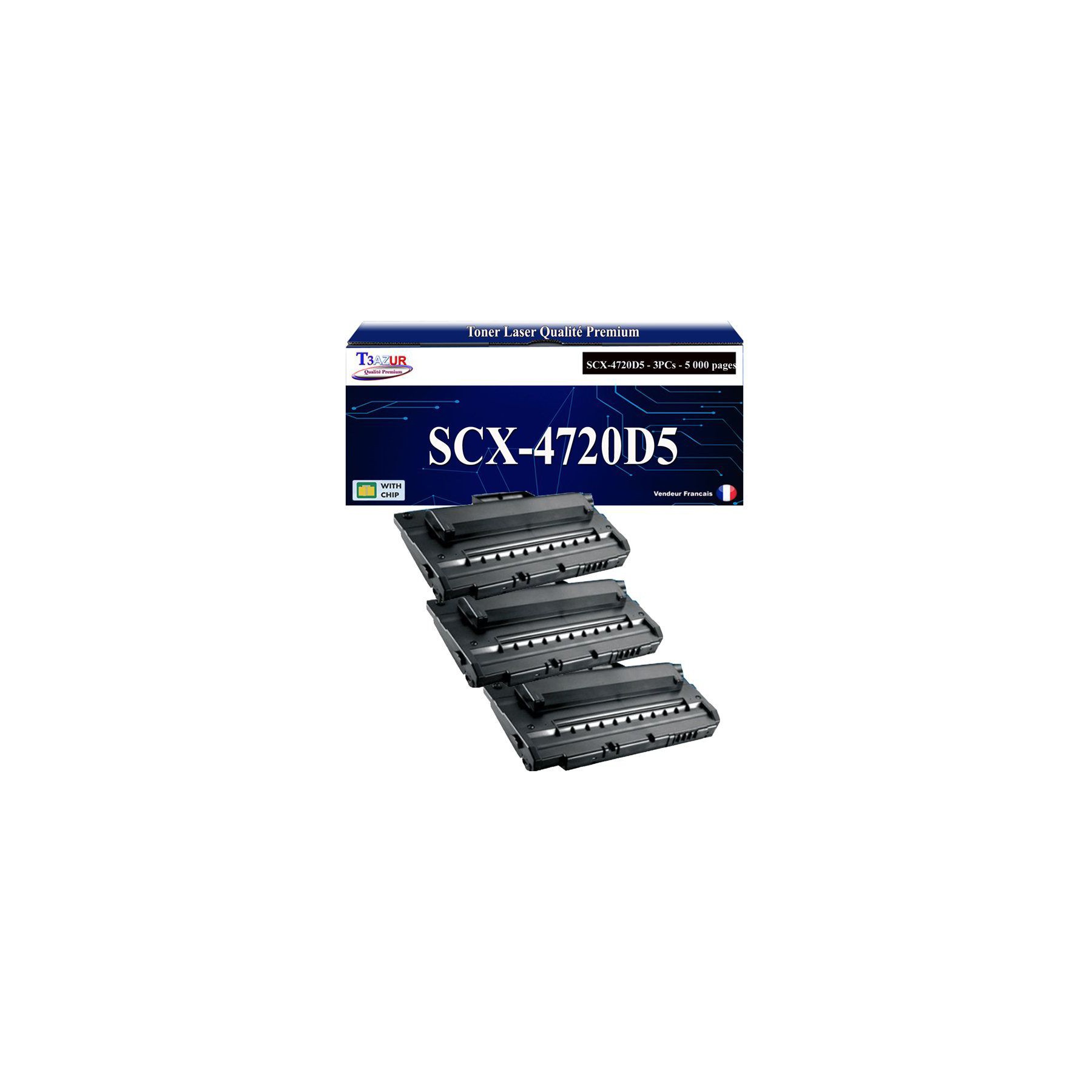 Toner T3AZUR pour Samsung SCX-4720F, SCX-4720D5 (x3)